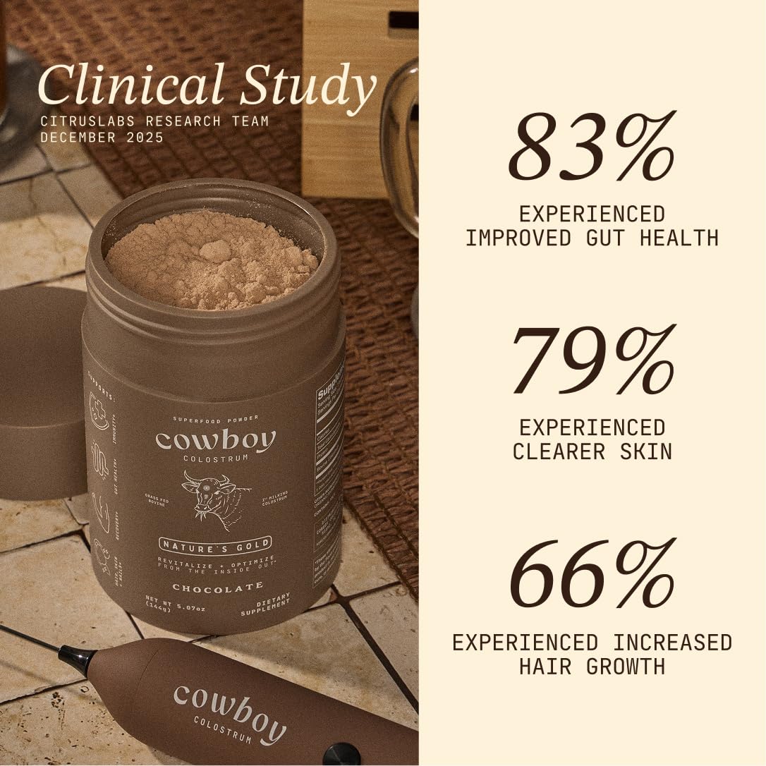 Cowboy - The Exclusive 1st Milking, Whole, Grass Fed Colostrum Supplement for Full Body Health - Bovine Colostrum Powder Packed w/Bioactive Nutrients - Sugar Free (Chocolate, 40 Servings) - Image 7