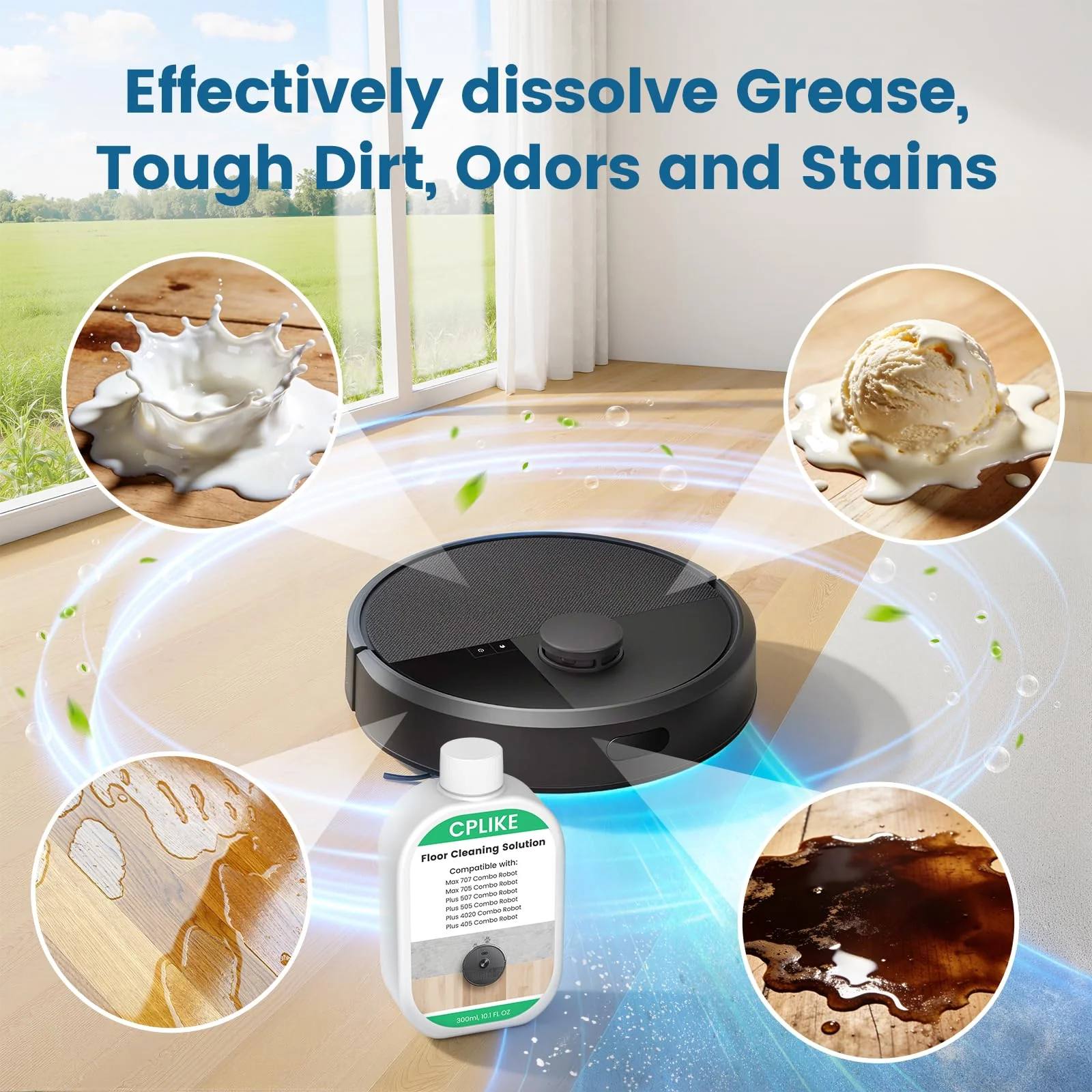 CPLIKE Floor Cleaning Solution Comaptible with Roomba Plus 405 Plus 505 Max 705 Combo Robots, Mopping Concentrate for 400 (4000), 500 & 700 Series, 10.1 fl oz, 2 Pack - Image 6