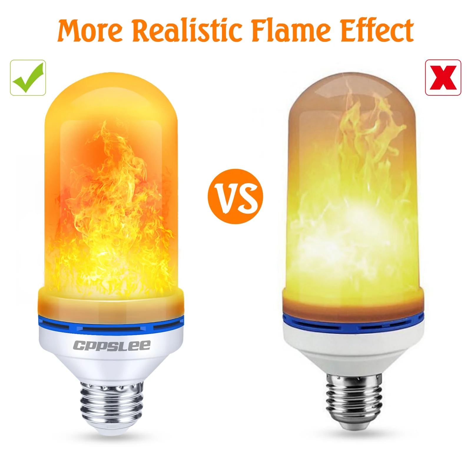 CPPSLEE Upgraded LED Flame Light Bulbs, 4 Modes Flickering Light Bulbs, E26 Base Fire Flame Bulb for Halloween Decorations Outdoor, Christmas Lights Patio Indoor Home Decor (Yellow, 4 Pack) - Image 3