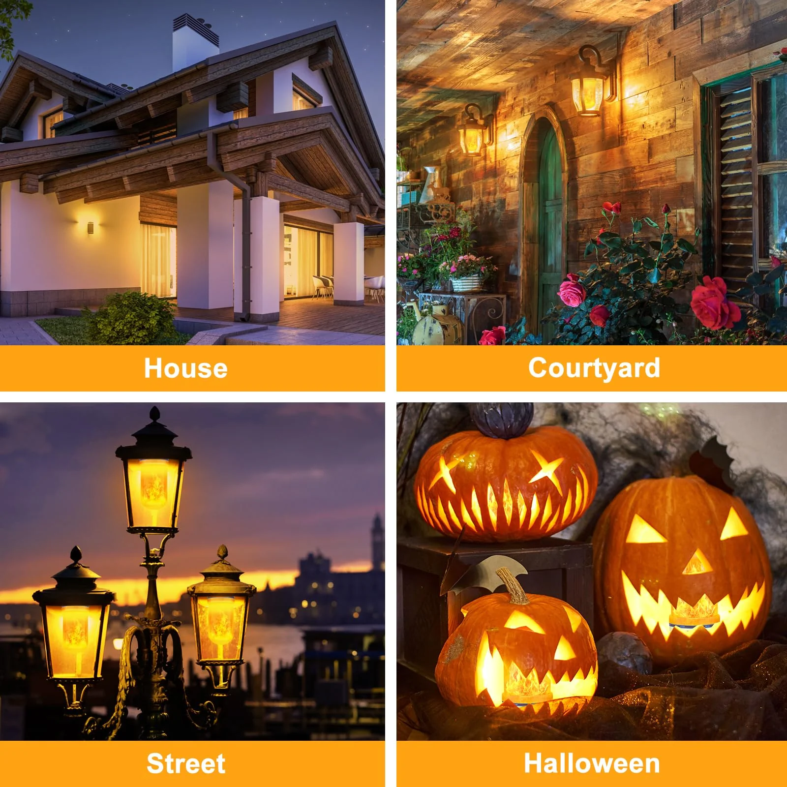 CPPSLEE Upgraded LED Flame Light Bulbs, 4 Modes Flickering Light Bulbs, E26 Base Fire Flame Bulb for Halloween Decorations Outdoor, Christmas Lights Patio Indoor Home Decor (Yellow, 4 Pack) - Image 9