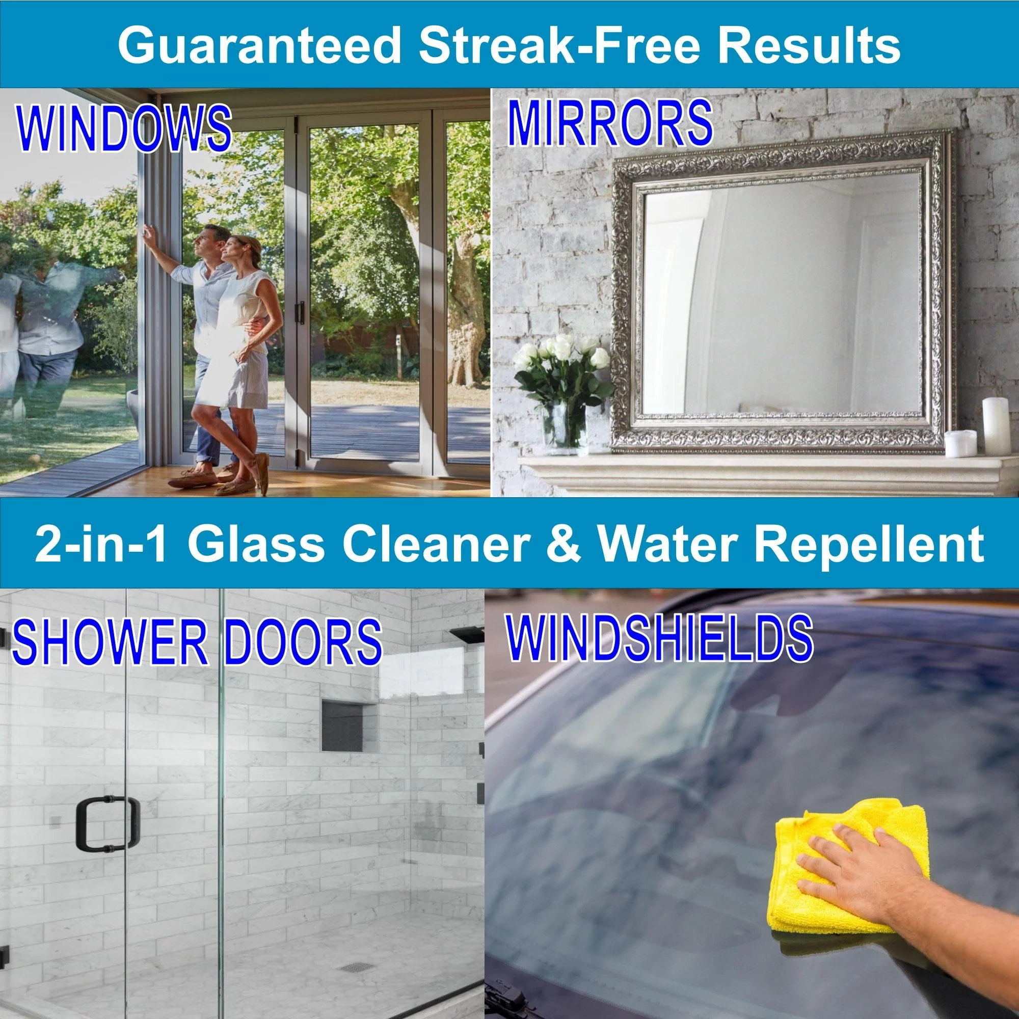 CPR Glass 2-in-1 Glass Cleaner & Water Repellent (22oz) + 2 Microfiber Applicator Towels | Deep Cleaning for Glass, Mirrors, Windows, Windshields, Shower Doors - Image 4