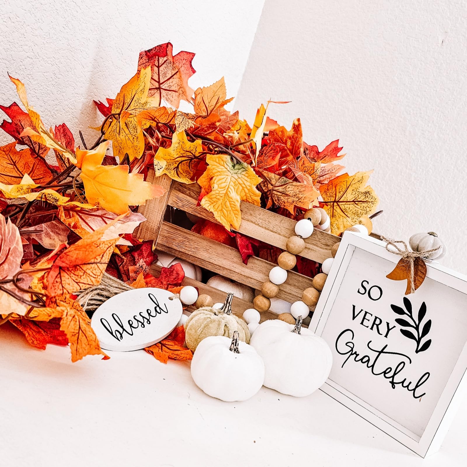 CQURE 7 Pack Fall Leaf Garland, Total 41.3Ft Artificial Fall Vines Autumn Garland Fall Maple Leaves Thanksgiving Decor for Home Wedding Fireplace Christmas - Image 9