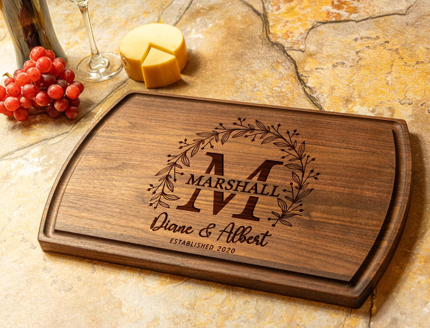 Crafted Custom Cutting Board - Personalized Cutting Board - Engraved Charcuterie Board - Wedding Gift for Couple - Best Present Idea for Bride, Bridal Shower, Anniversary, Christmas, & Housewarming - Image 6