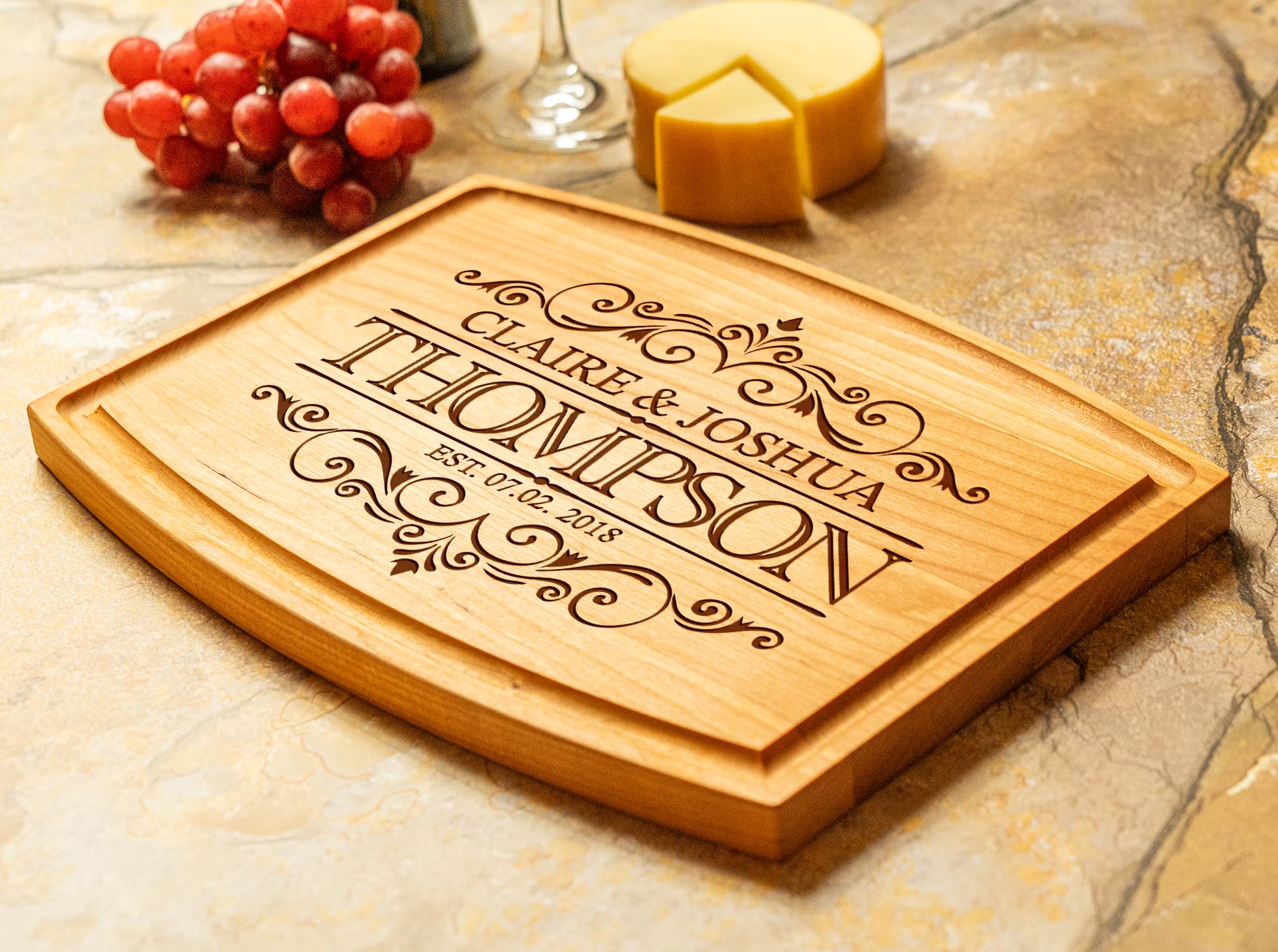 Crafted Custom Cutting Board - Personalized Cutting Board - Engraved Charcuterie Board - Wedding Gift for Couple - Best Present Idea for Bride, Bridal Shower, Anniversary, Christmas, & Housewarming - Image 8