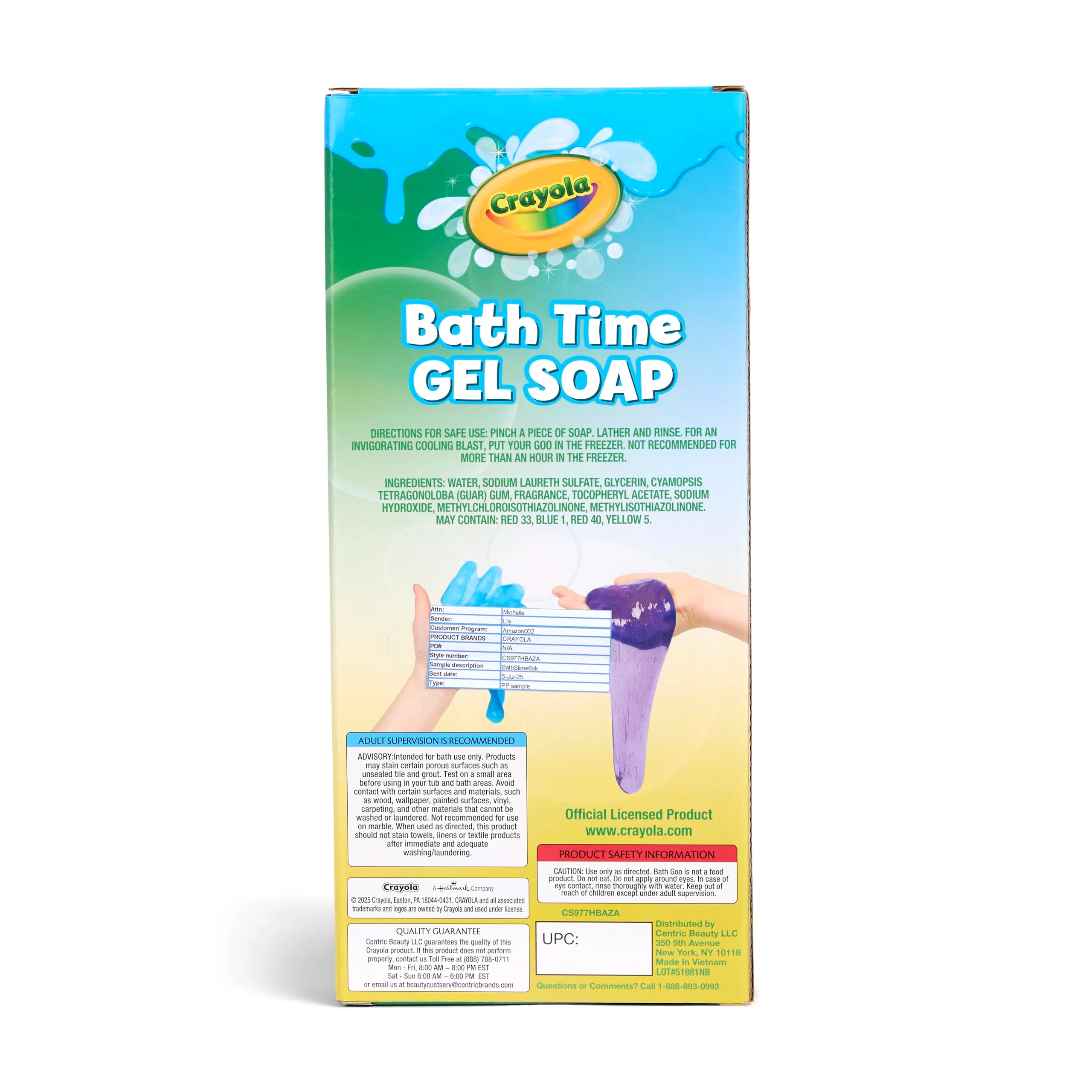 Crayola Bath Time Slime 6 Piece Set, Soaps with Slime Texture & Consistency, Multi Color Bath Soap 6 Pack / 3.6 oz Each, Colors Included: Red, Green, Blue, Purple, Pink, & Orange - Image 3
