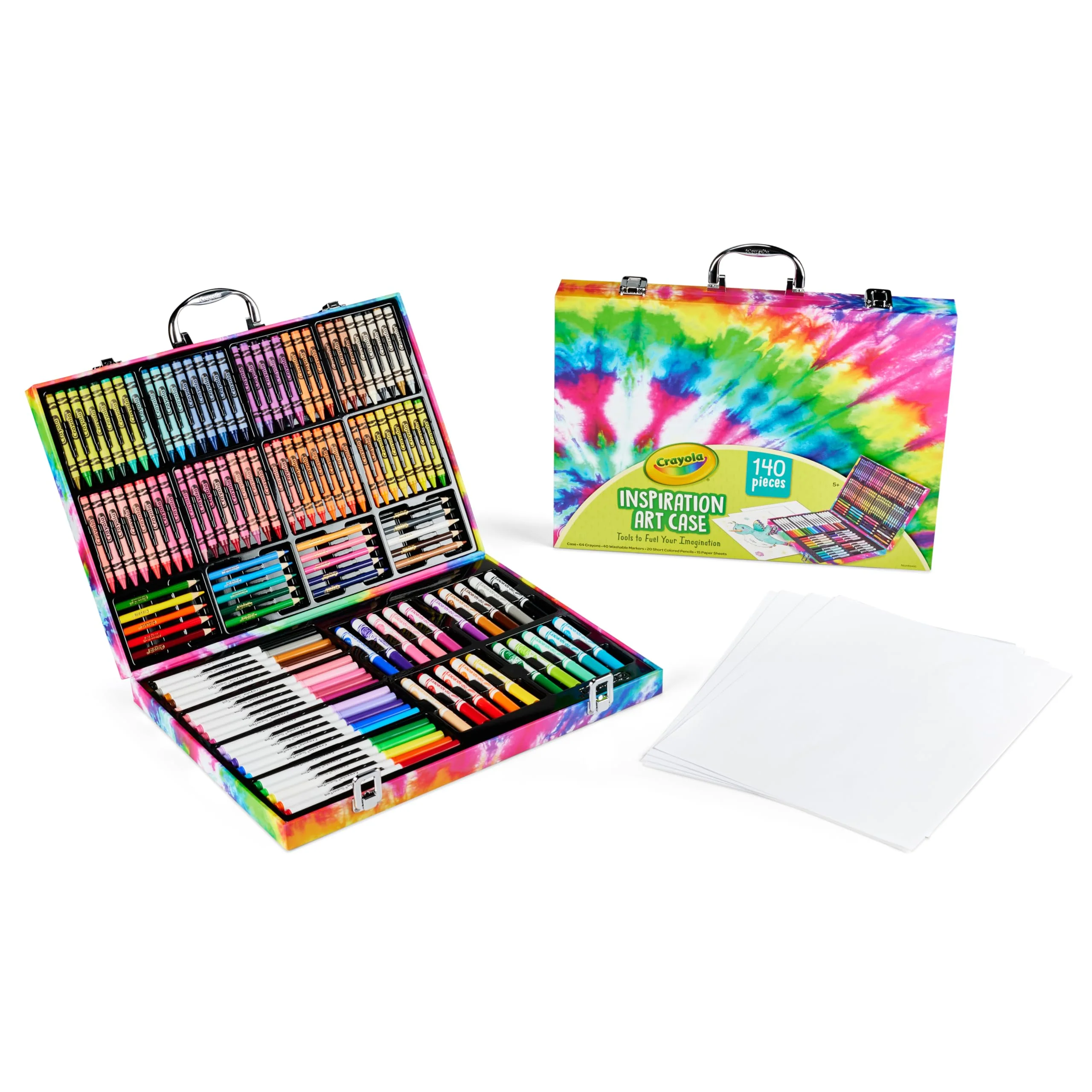 Crayola Inspiration Art Case Coloring Set - Tie-Dye (140ct), Art Supplies Set For Kids, Travel Drawing Kit, Holiday & Christmas Gift for Girls & Boys, Ages 5+ [Amazon Exclusive] - Image 8
