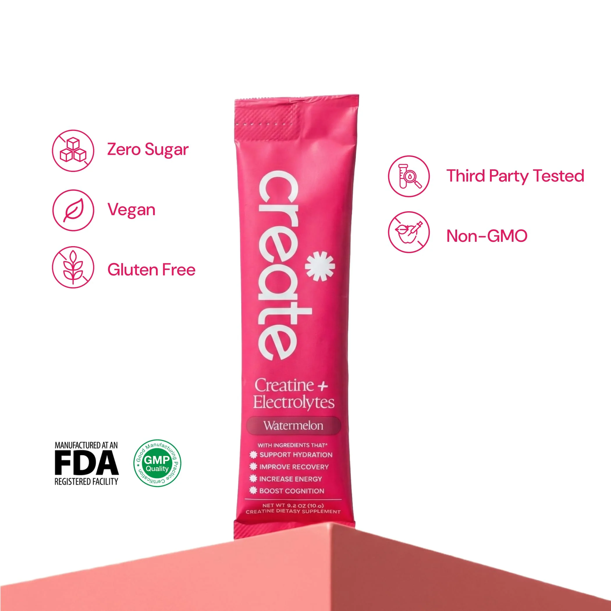 Create Creatine + Electrolytes Mix - Creatine Monohydrate Stick Packs, Supports Energy and Hydration, NSF Certified for Sport, 30 Count, Watermelon - Image 5
