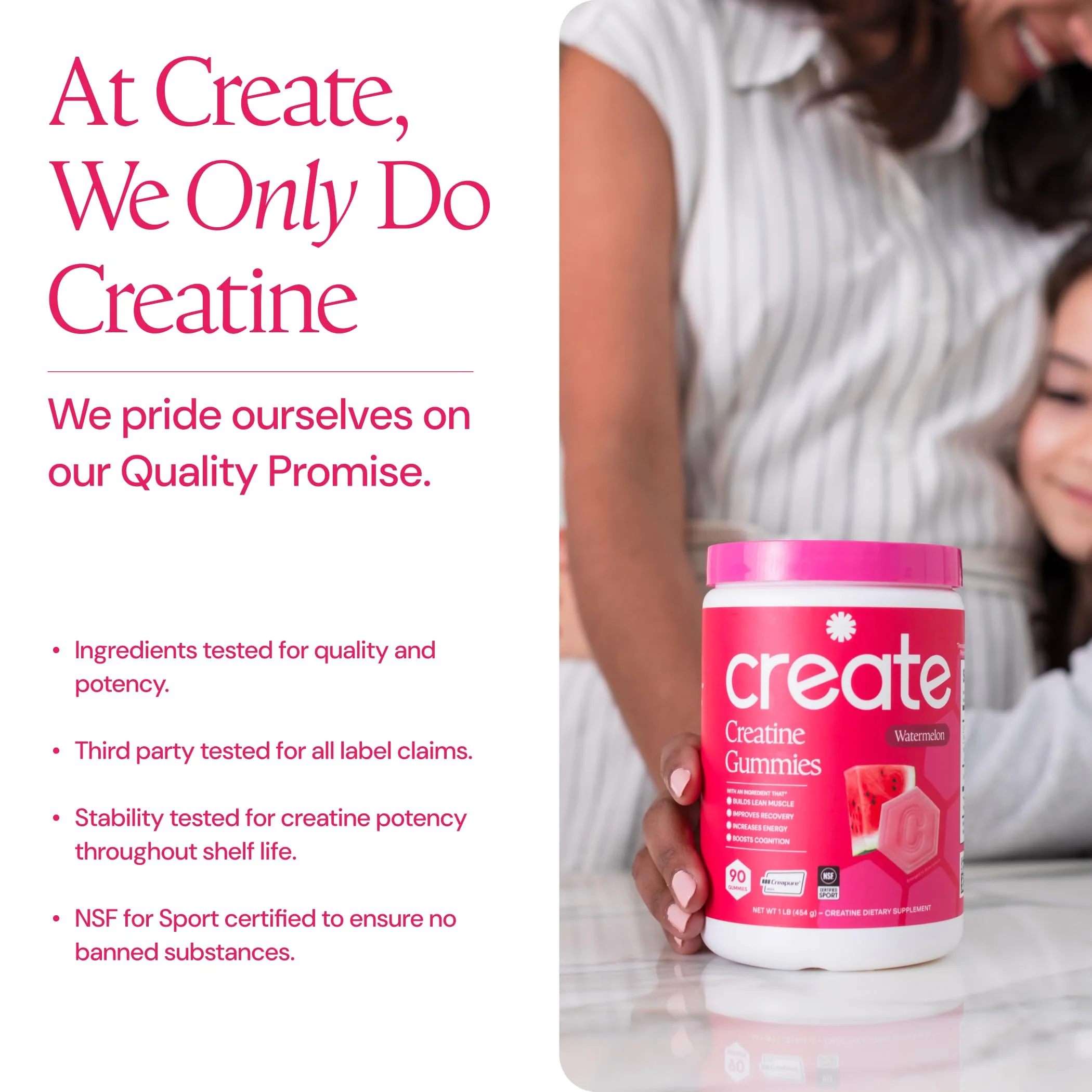 Create Creatine Monohydrate Gummies for Men & Women, Boost Focus, Strength, and Endurance, Anti-Melting Formula, Vegan, Gluten-Free, Non-GMO, 1.5g of Creatine per Gummy (Watermelon) - Image 5
