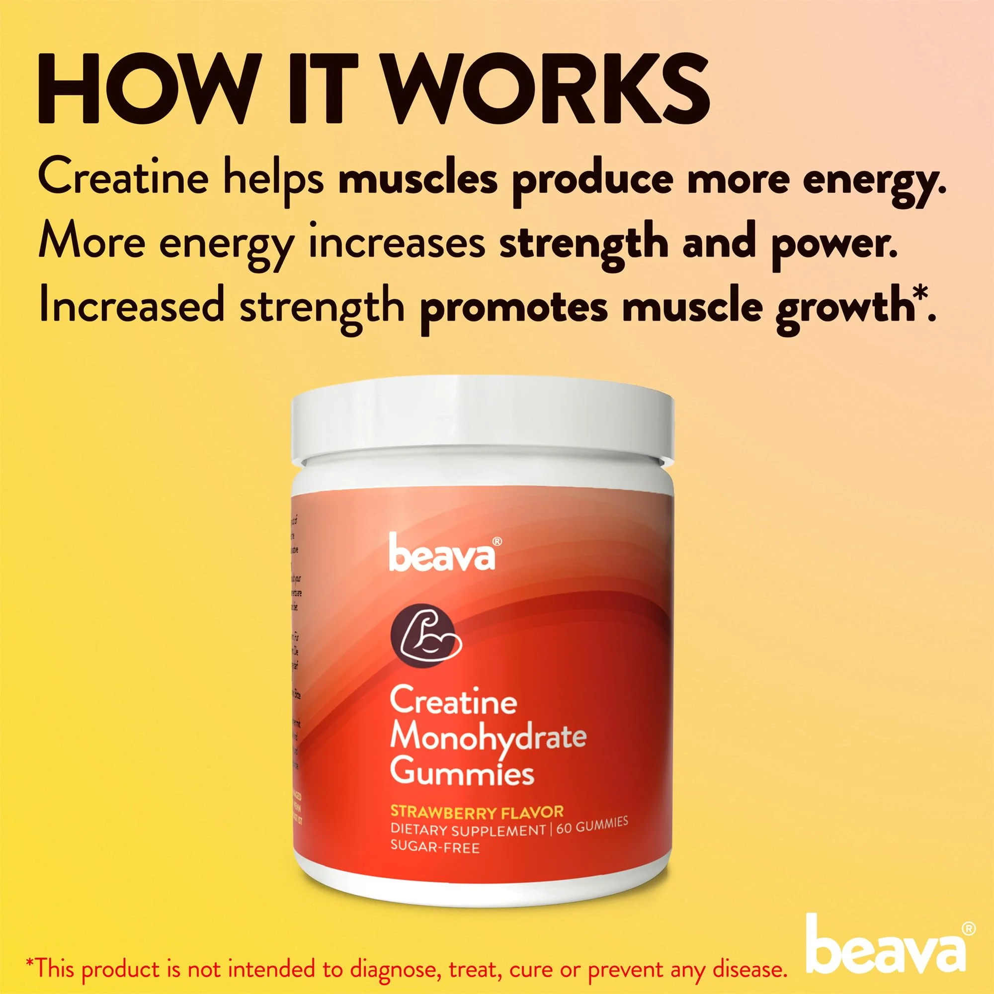 Creatine Monohydrate Gummies - 30 Servings - Vegan Creatine Chews for Muscle Growth, Muscle Recovery, Workout Recovery, Anaerobic Endurance - No Loading Phase - No Bloating - Strawberry - No Sugar - Image 4