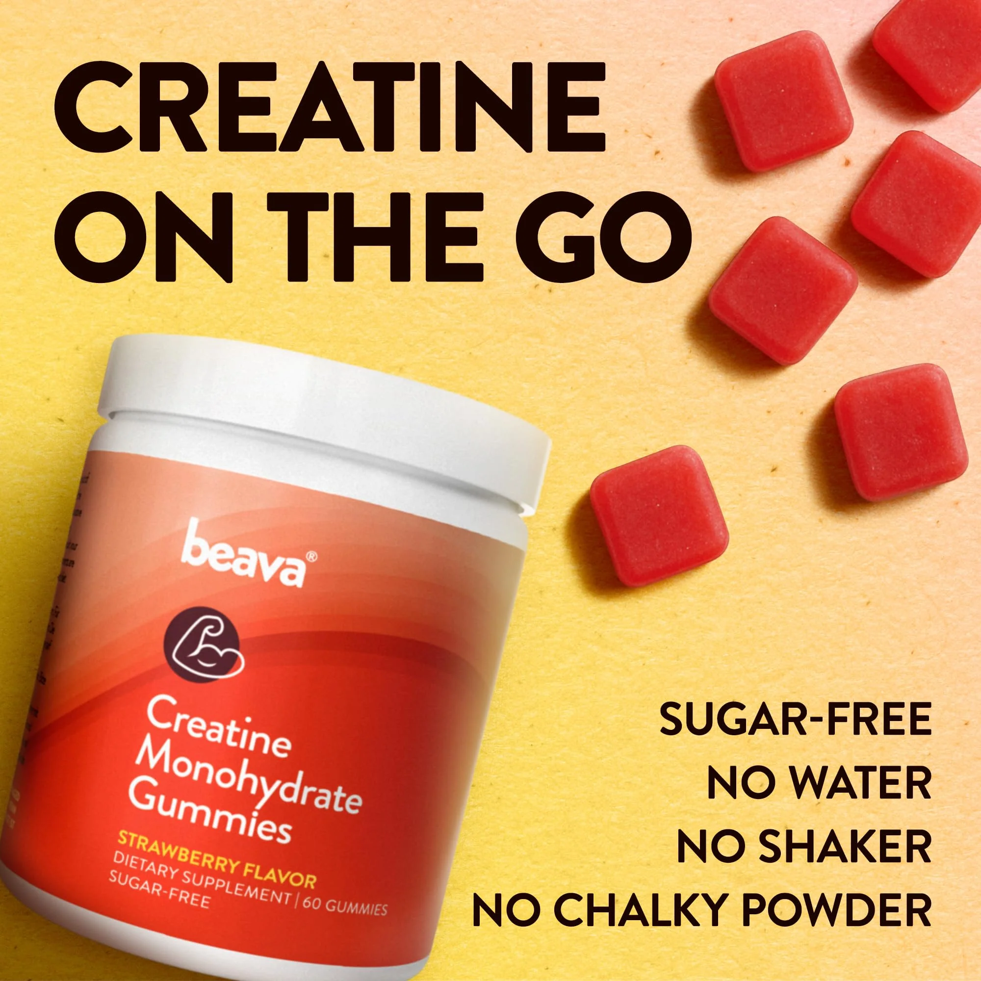 Creatine Monohydrate Gummies - 30 Servings - Vegan Creatine Chews for Muscle Growth, Muscle Recovery, Workout Recovery, Anaerobic Endurance - No Loading Phase - No Bloating - Strawberry - No Sugar - Image 7