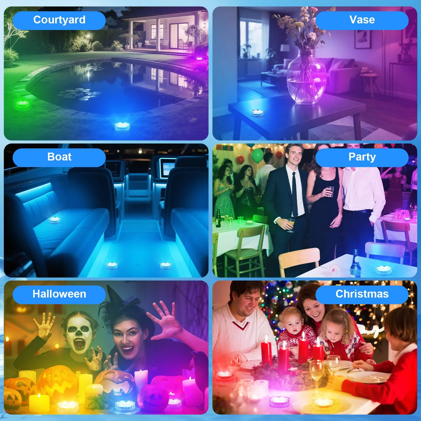 Creatrek Pool Lights with Remote, 10 Color Changing Pool Lights for Above Ground Pools, Battery Operated Submersible LED Lights for Pond, Bathtub, Hot Tub, Party, 4 Pack - Image 2