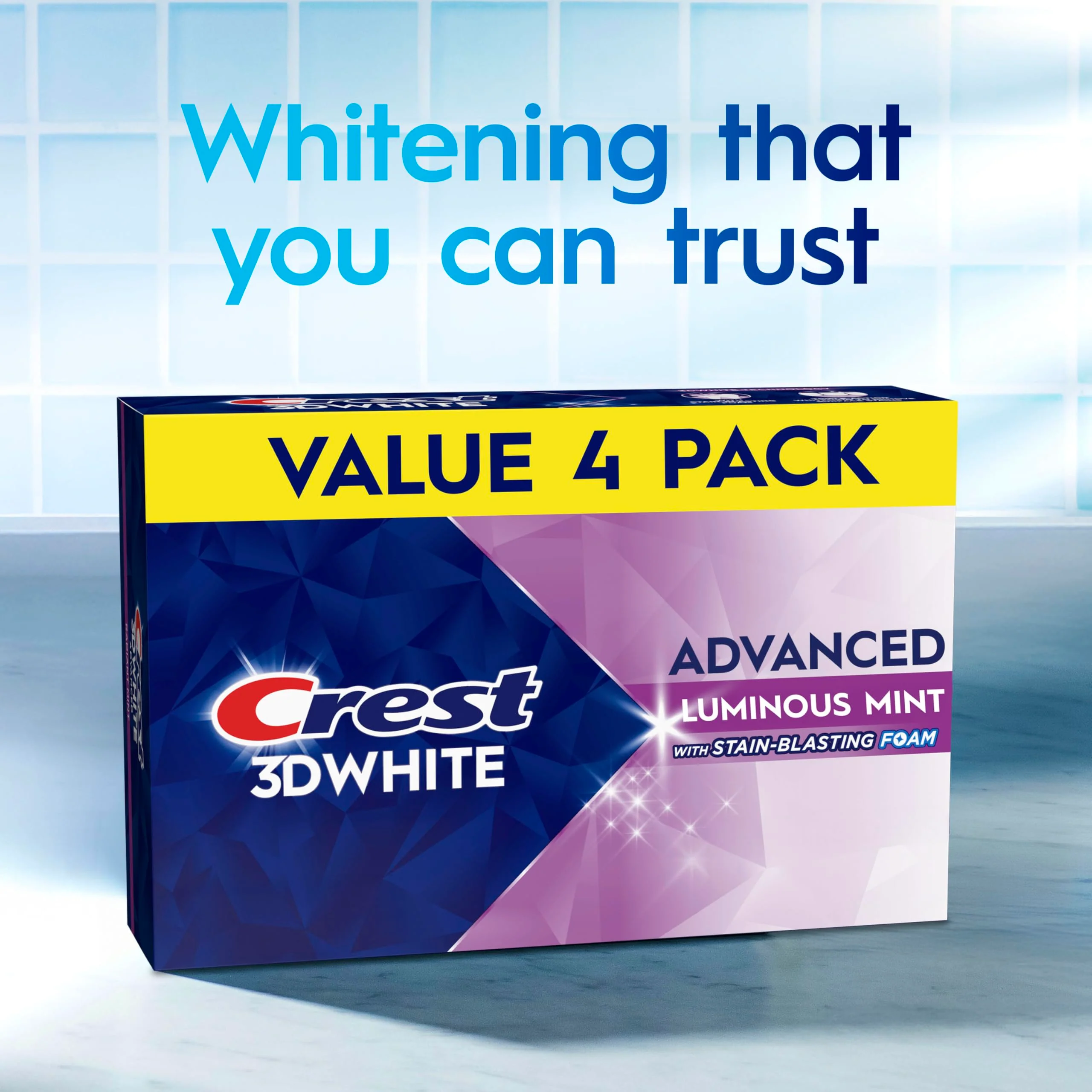Crest 3D White Advanced, Teeth Whitening Toothpaste for Adults, 3.7 oz, 4 Pack, Cavity Protection Fluoride Toothpaste, Strengthens Enamel, Travel Size Toiletries - Image 9