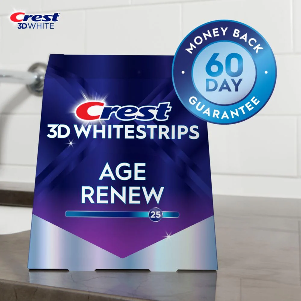 Crest 3D Whitestrips Age Renew – Teeth Whitening Kit, 21 Treatments, Each with 1 Upper/1Lower, 42 Strips – Crest 3DWhite Teeth Whitening Strips - Image 4
