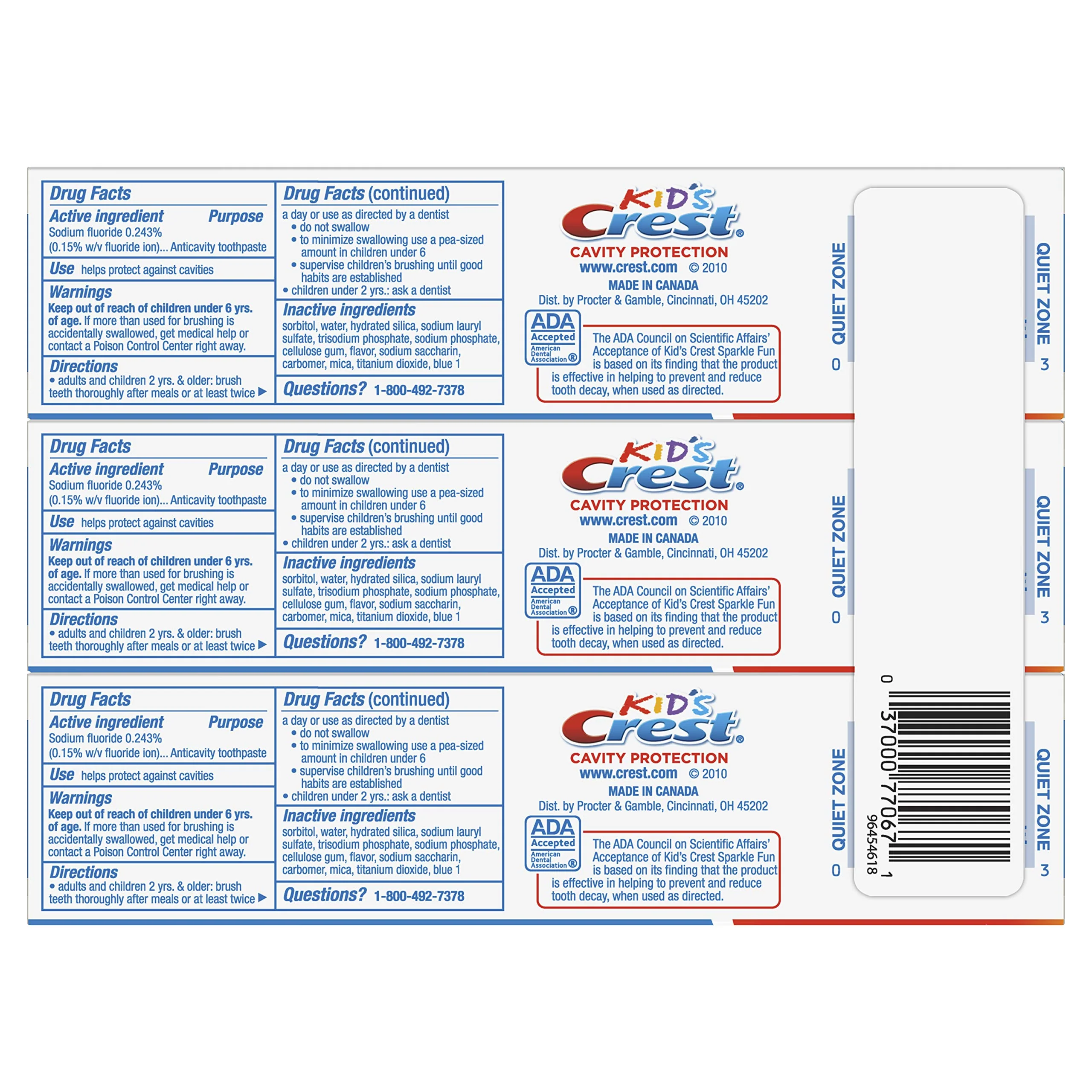 Crest Kid's Cavity Protection Toothpaste, Crest Kids Toothpaste, For Children And Toddlers 2+, Sparkle Fun, 4.6 Oz (Pack of 3), Toothpaste For Kids, Packaging may vary - Image 2