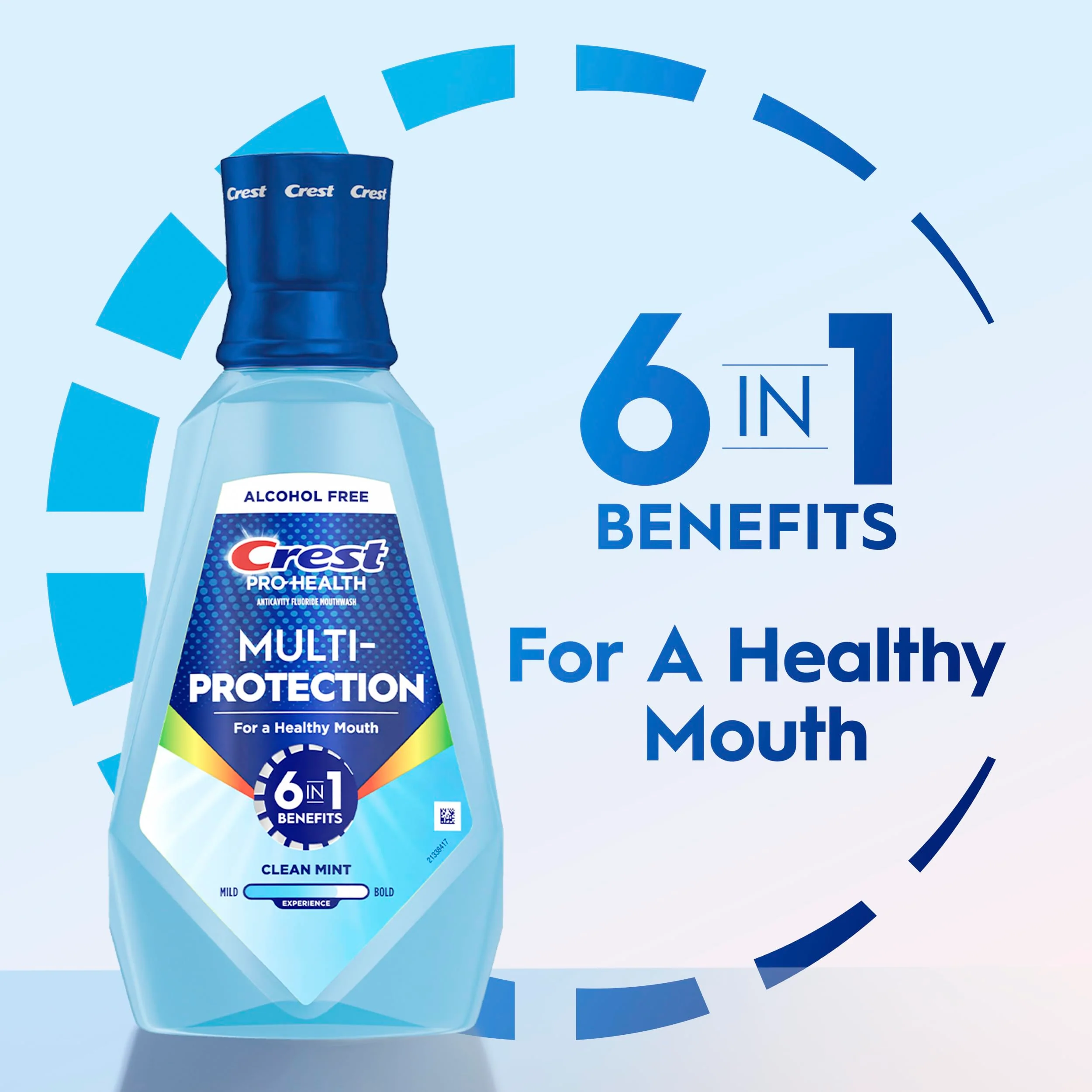 Crest Mouthwash Pro Health Multi-Protection, 6-in-1 Benefits, Alcohol Free, Anticavity Fluoride, Contains CPC (cetylpyridinium Chloride), Clean Mint, 1 L (33.8 fl oz), Pack of 2 - Image 4