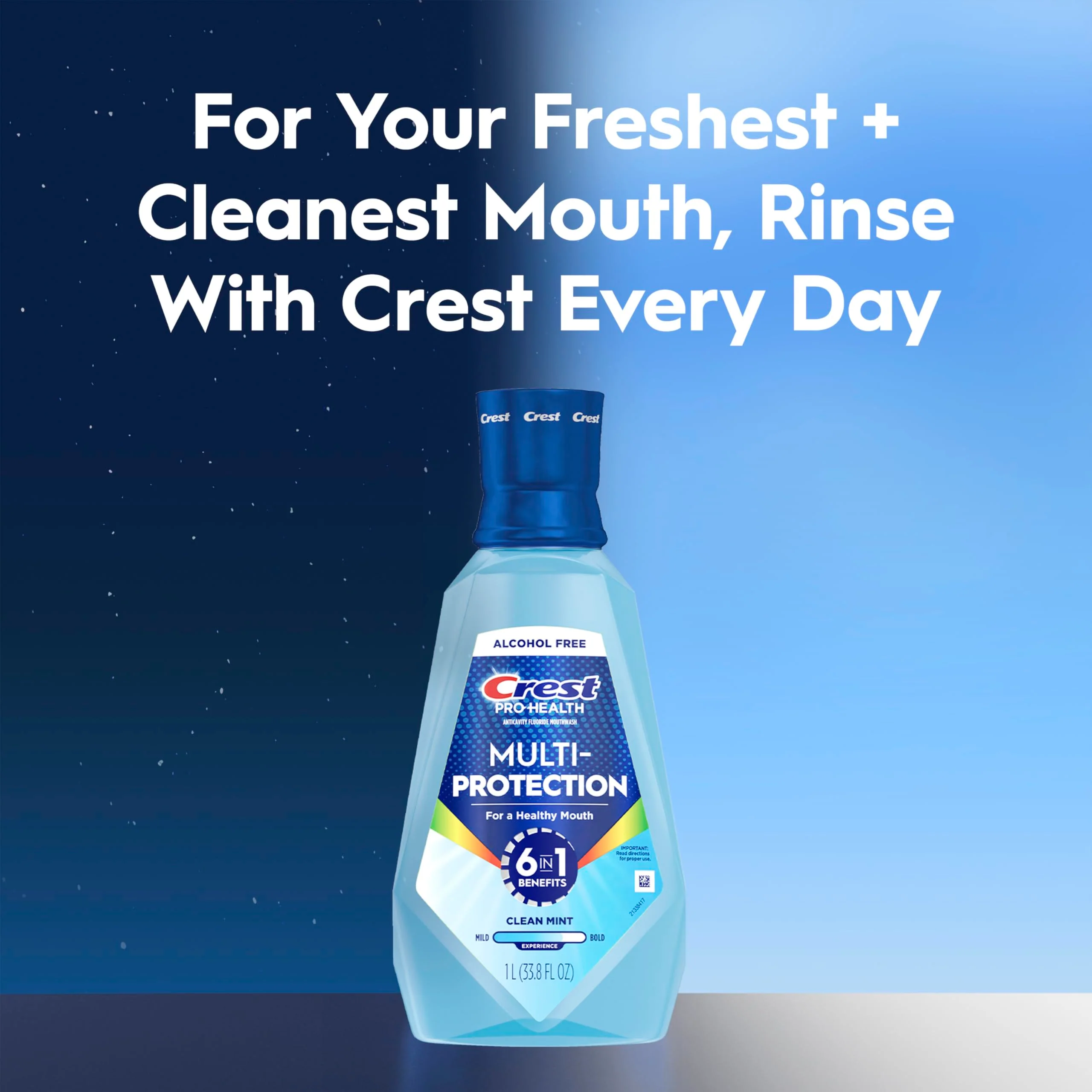 Crest Mouthwash Pro Health Multi-Protection, 6-in-1 Benefits, Alcohol Free, Anticavity Fluoride, Contains CPC (cetylpyridinium Chloride), Clean Mint, 1 L (33.8 fl oz), Pack of 2 - Image 5