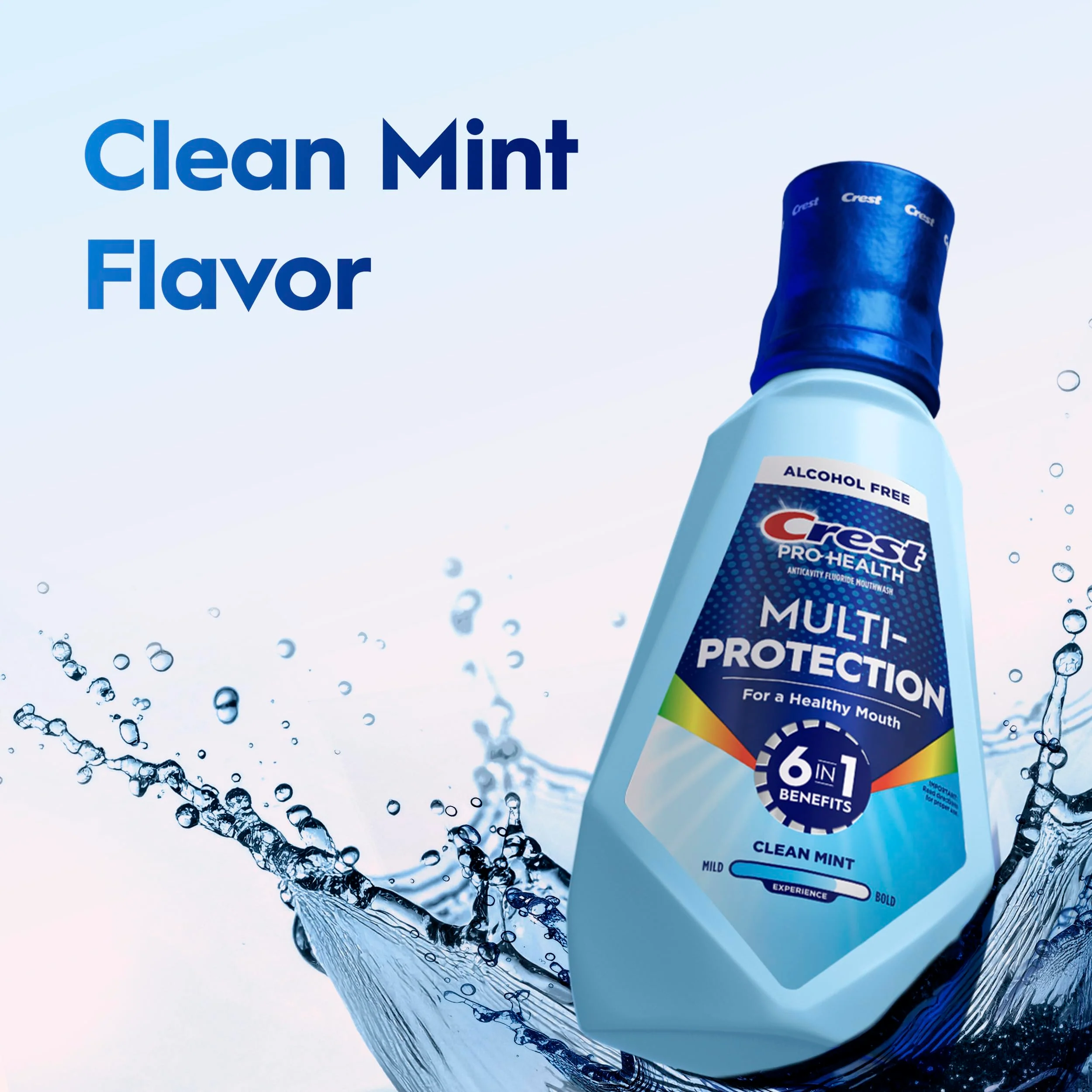 Crest Mouthwash Pro Health Multi-Protection, 6-in-1 Benefits, Alcohol Free, Anticavity Fluoride, Contains CPC (cetylpyridinium Chloride), Clean Mint, 1 L (33.8 fl oz), Pack of 2 - Image 8