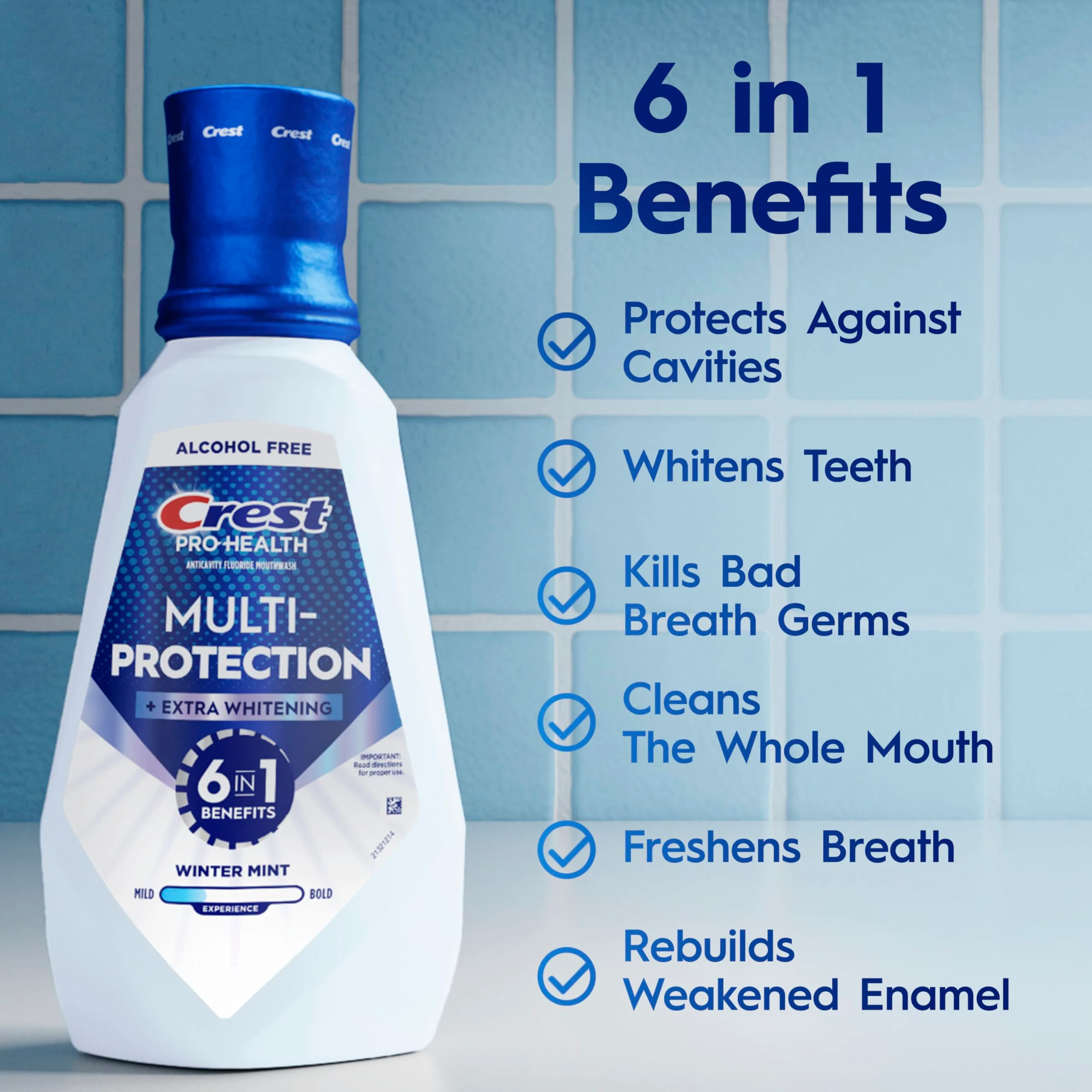 Crest Pro-Health Advanced Mouthwash, Alcohol Free, Extra Whitening, Energizing Mint Flavor, 946 mL (32 fl oz) - Image 3