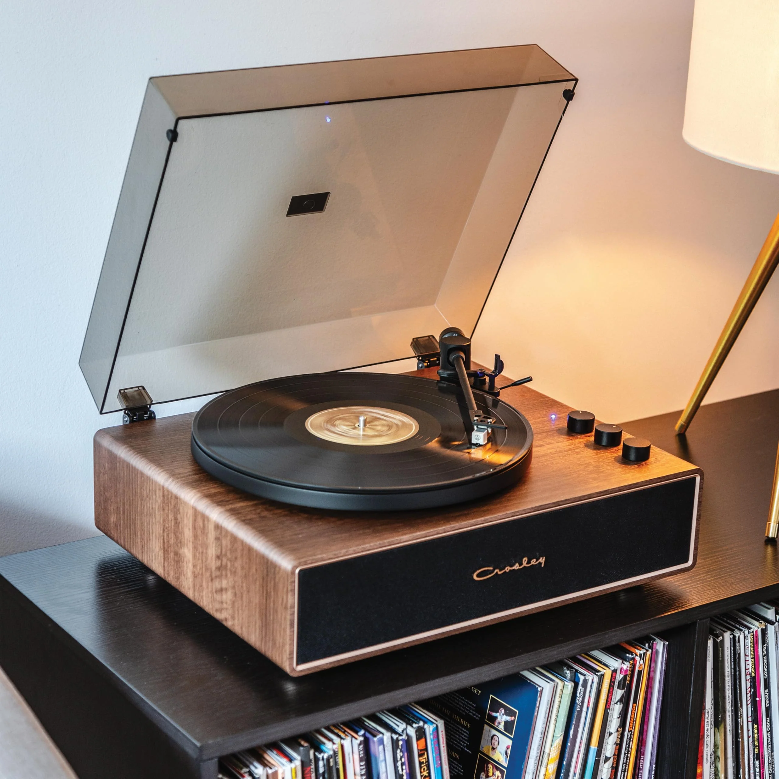 Crosley CR6046A-WAGL Stave 2-Speed Bluetooth Record Player Turntable with Built-in Speakers, Walnut - Image 13
