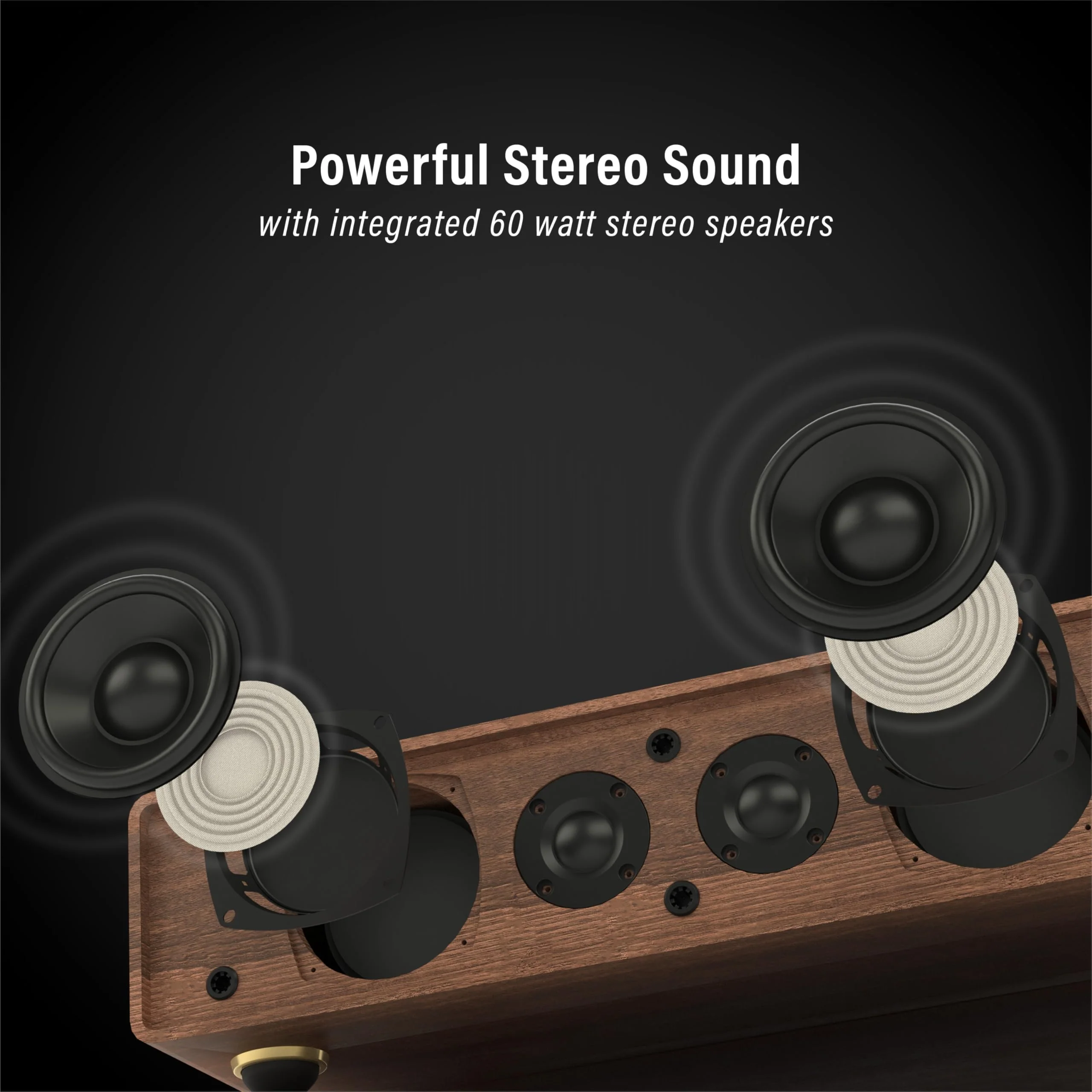Crosley CR6046A-WAGL Stave 2-Speed Bluetooth Record Player Turntable with Built-in Speakers, Walnut - Image 18