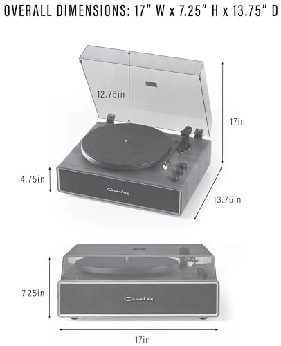 Crosley CR6046A-WAGL Stave 2-Speed Bluetooth Record Player Turntable with Built-in Speakers, Walnut - Image 2