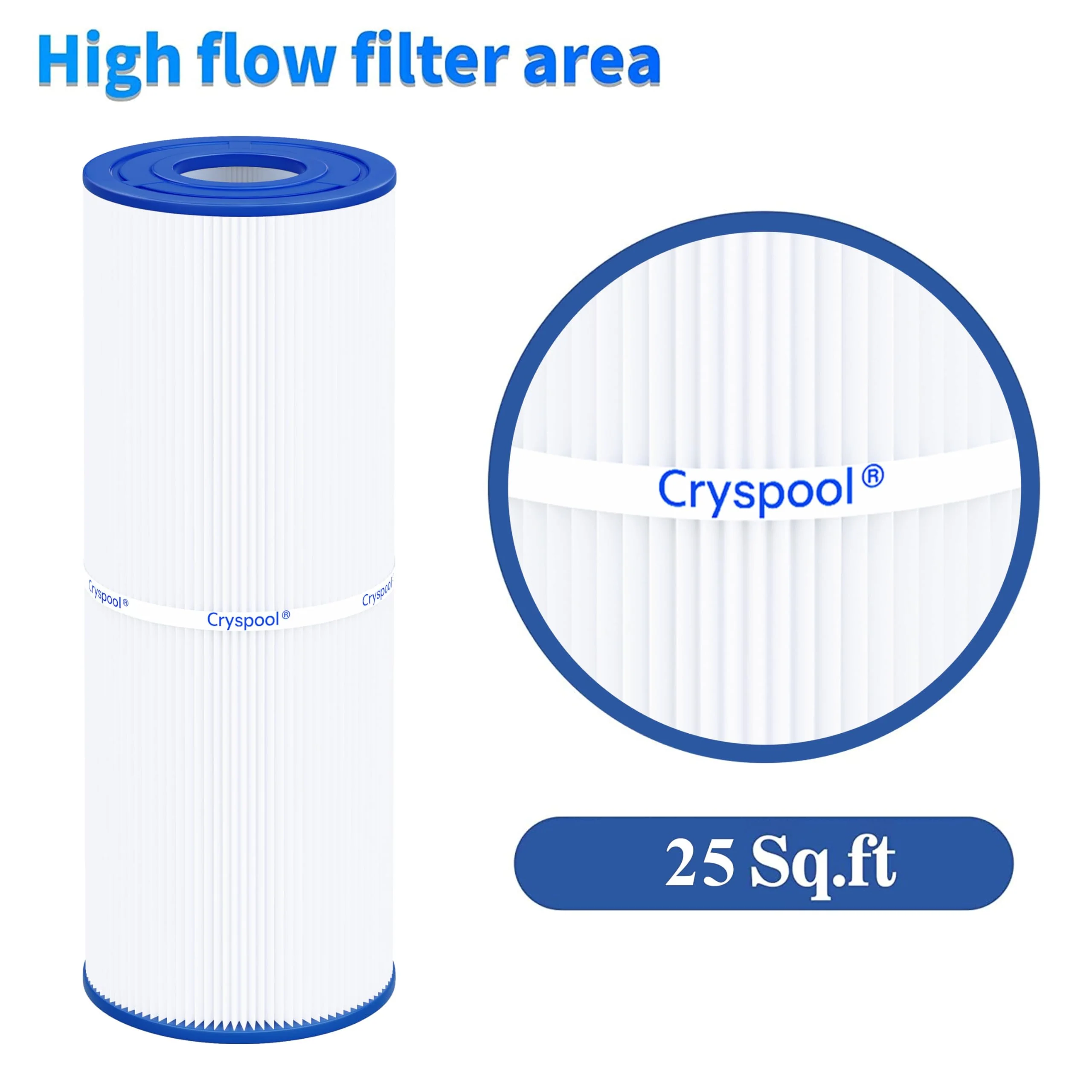 Cryspool® 04072 Filter Compatible with PRB25-IN Hot Tub Filter, C-4326, FC-2375, 3005845, R172327, R173429, 33521, 25392, 817-2500, 5X13 Drop in Spa Filter, 2 Pack - Image 3