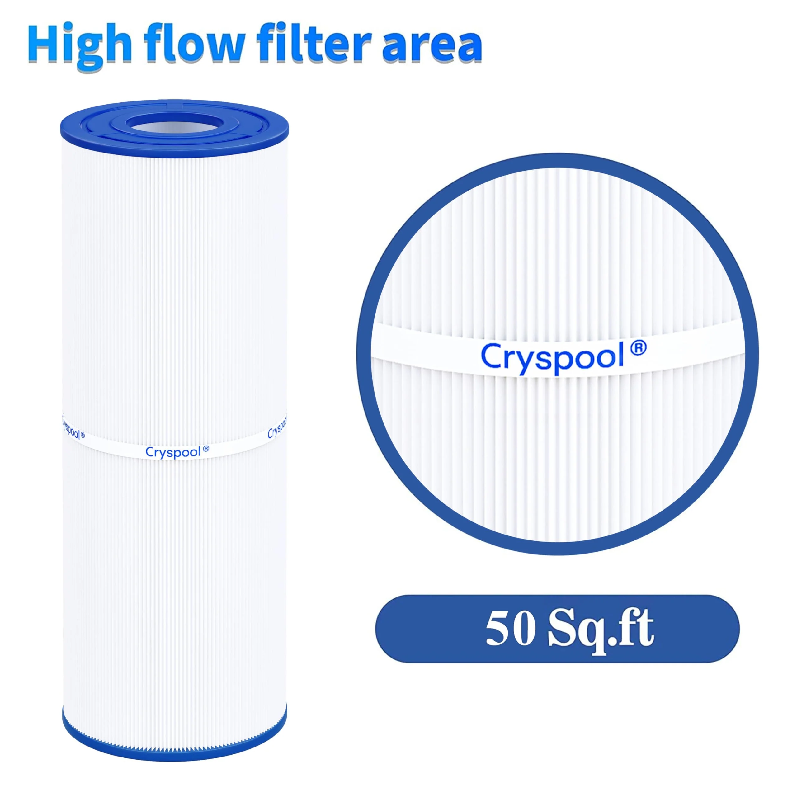 Cryspool® 04075 Filter Compatible with C-4950, PRB50-IN, FC-2390, Guardian 413-212-02, J200 Series Filter, 03FIL1600, 373045, Cal Spa Hot Tub Filter, 50 Sq. Ft Spa Filter Cartridge, 2 Pack - Image 3