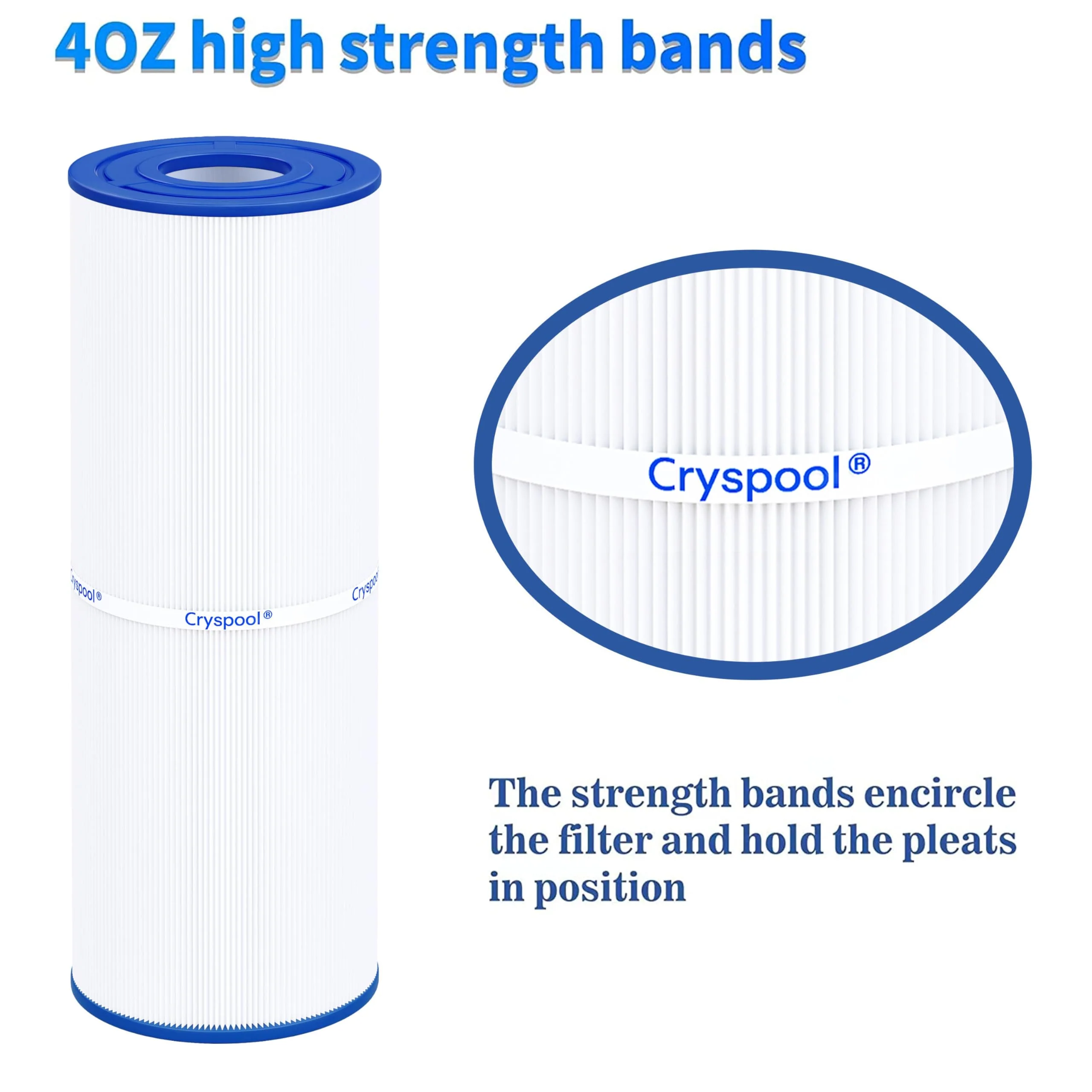 Cryspool® 04075 Filter Compatible with C-4950, PRB50-IN, FC-2390, Guardian 413-212-02, J200 Series Filter, 03FIL1600, 373045, Cal Spa Hot Tub Filter, 50 Sq. Ft Spa Filter Cartridge, 2 Pack - Image 4