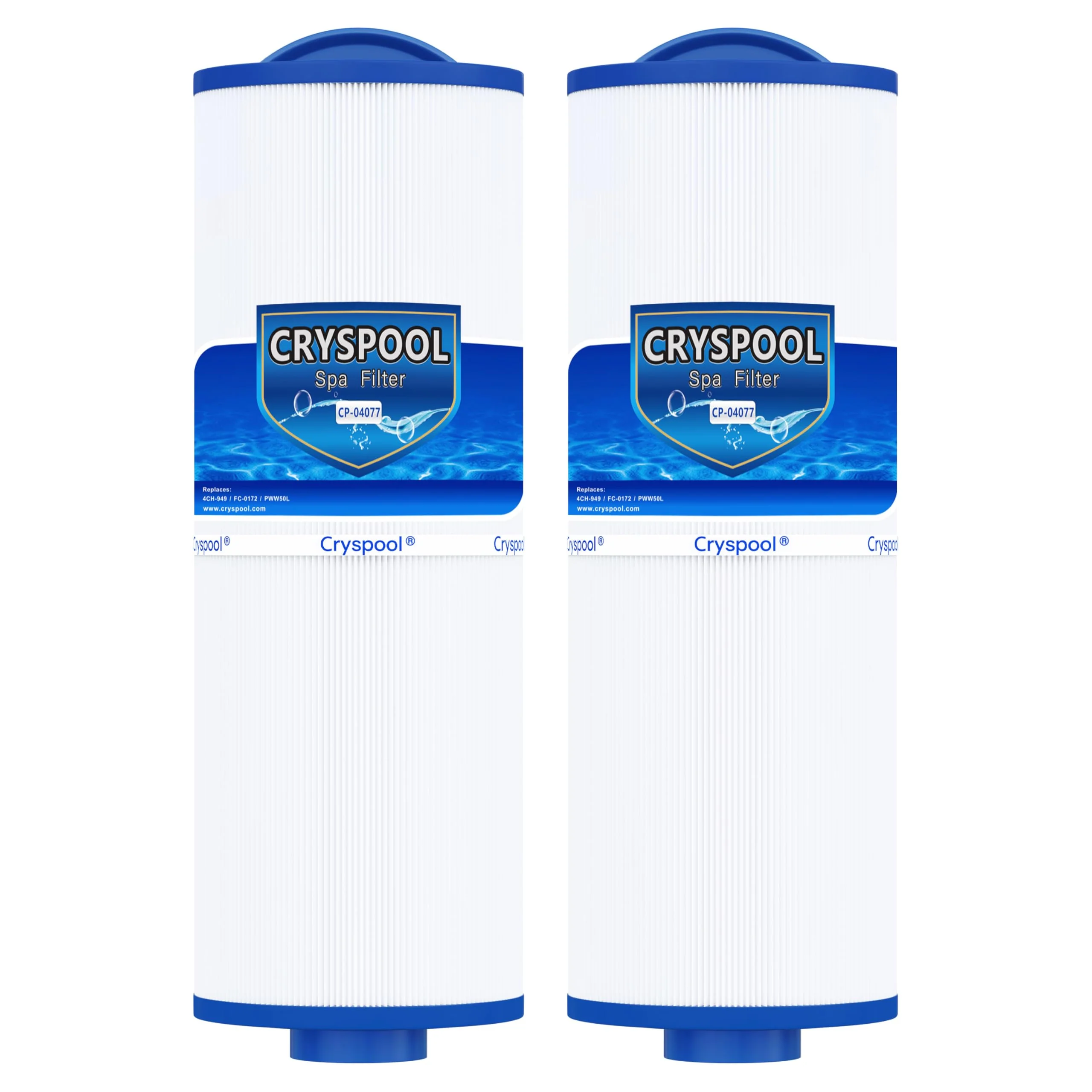 Cryspool® 04077 Compatible with Cal Spa Filters, 4CH-949, PWW50L, FC-0172, Rising Dragon, Dynasty Spas, 50 Sq. Ft Hot Tub Replacement Filter Cartridge, 2 Pack