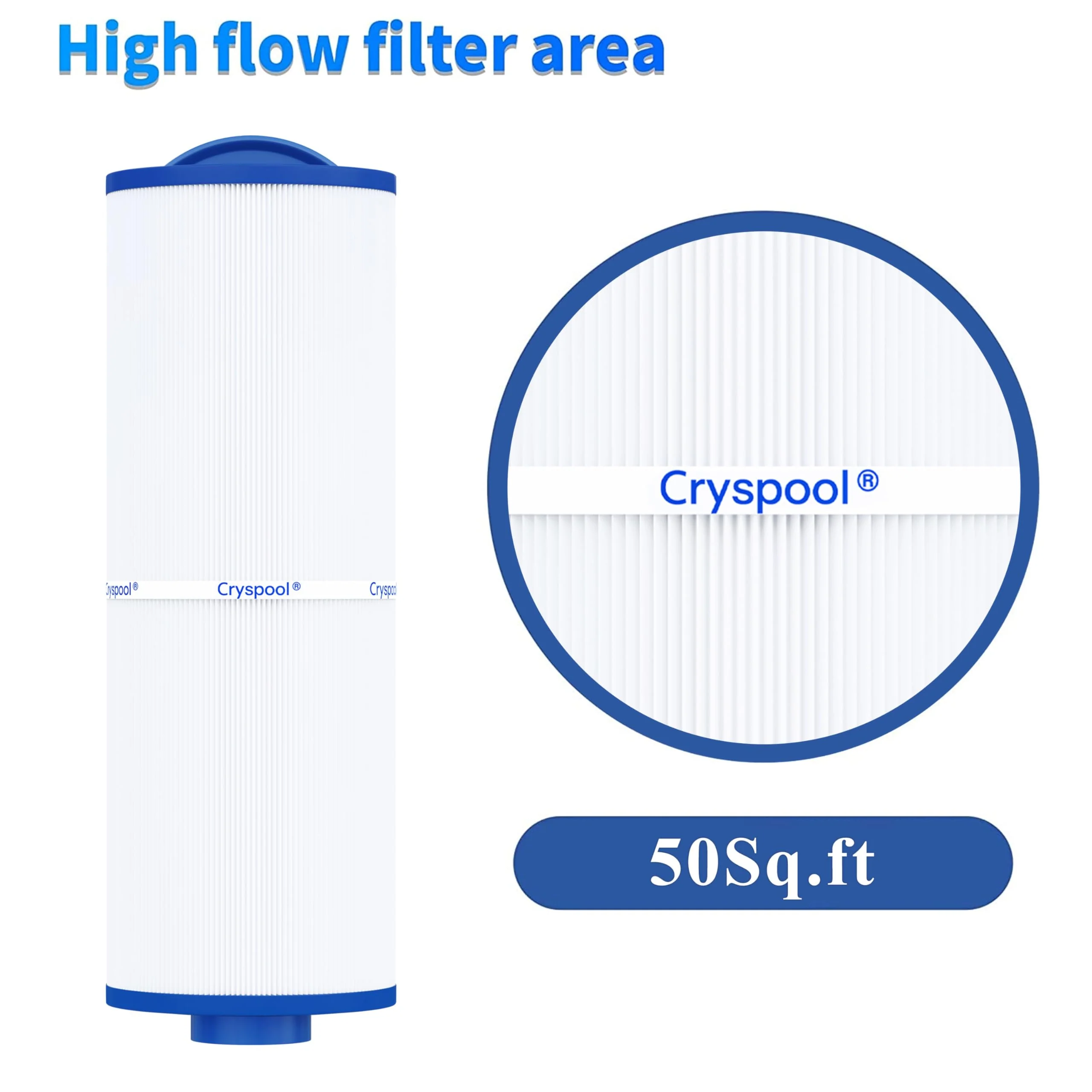 Cryspool® 04077 Compatible with Cal Spa Filters, 4CH-949, PWW50L, FC-0172, Rising Dragon, Dynasty Spas, 50 Sq. Ft Hot Tub Replacement Filter Cartridge, 2 Pack - Image 3