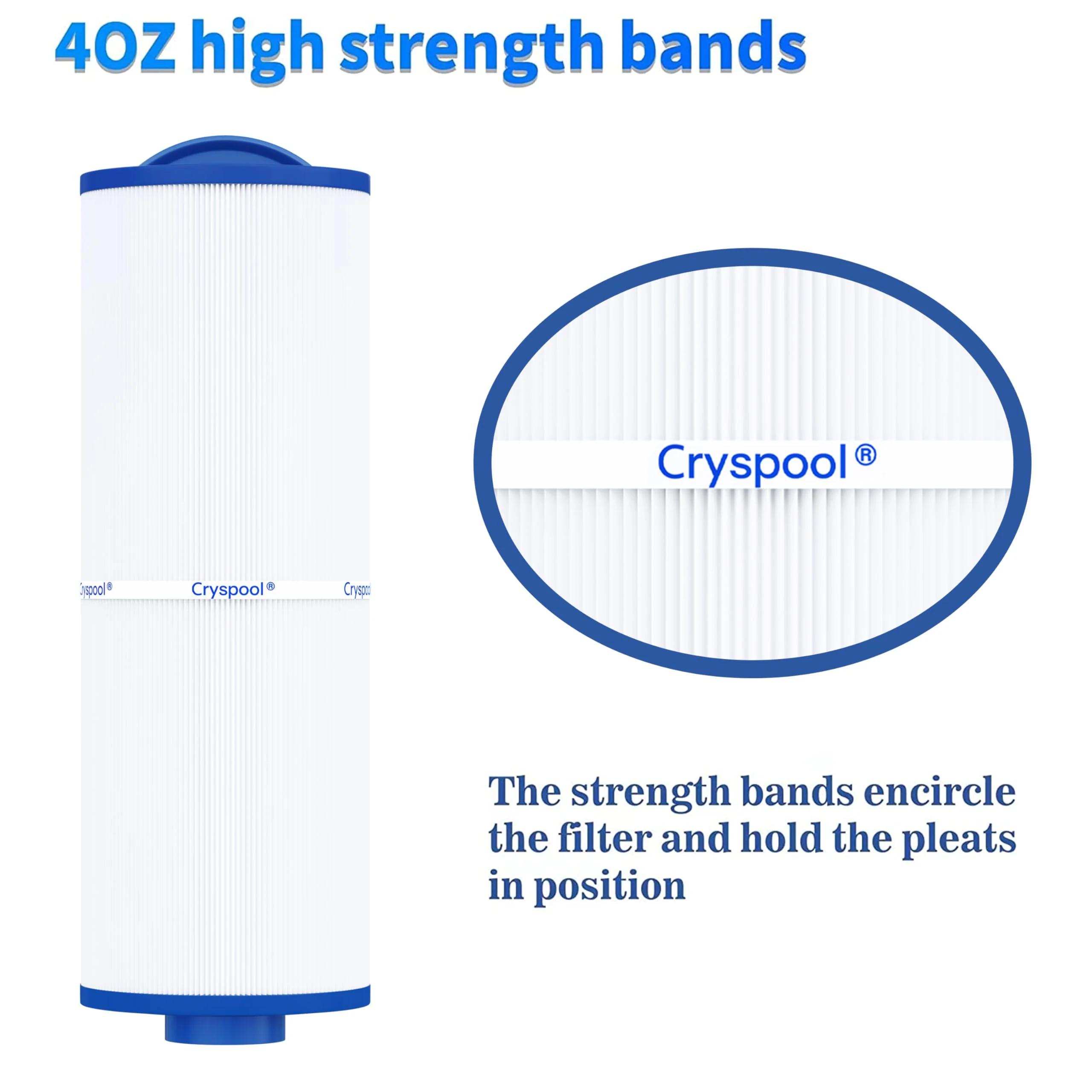 Cryspool® 04077 Compatible with Cal Spa Filters, 4CH-949, PWW50L, FC-0172, Rising Dragon, Dynasty Spas, 50 Sq. Ft Hot Tub Replacement Filter Cartridge, 2 Pack - Image 4