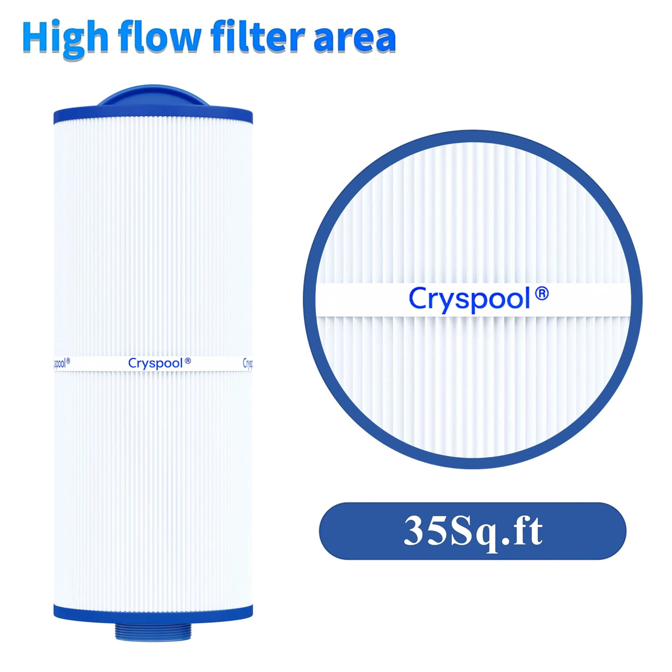 Cryspool® 05039 Filter Compatible with Marquis 35, Marquis Spa 20042, 20092, 370-0240, PPM35SC-F2M, 5CH-352, FC-0196, 35 Sq. Ft Spa Filter Cartridge, 2 Pack - Image 3
