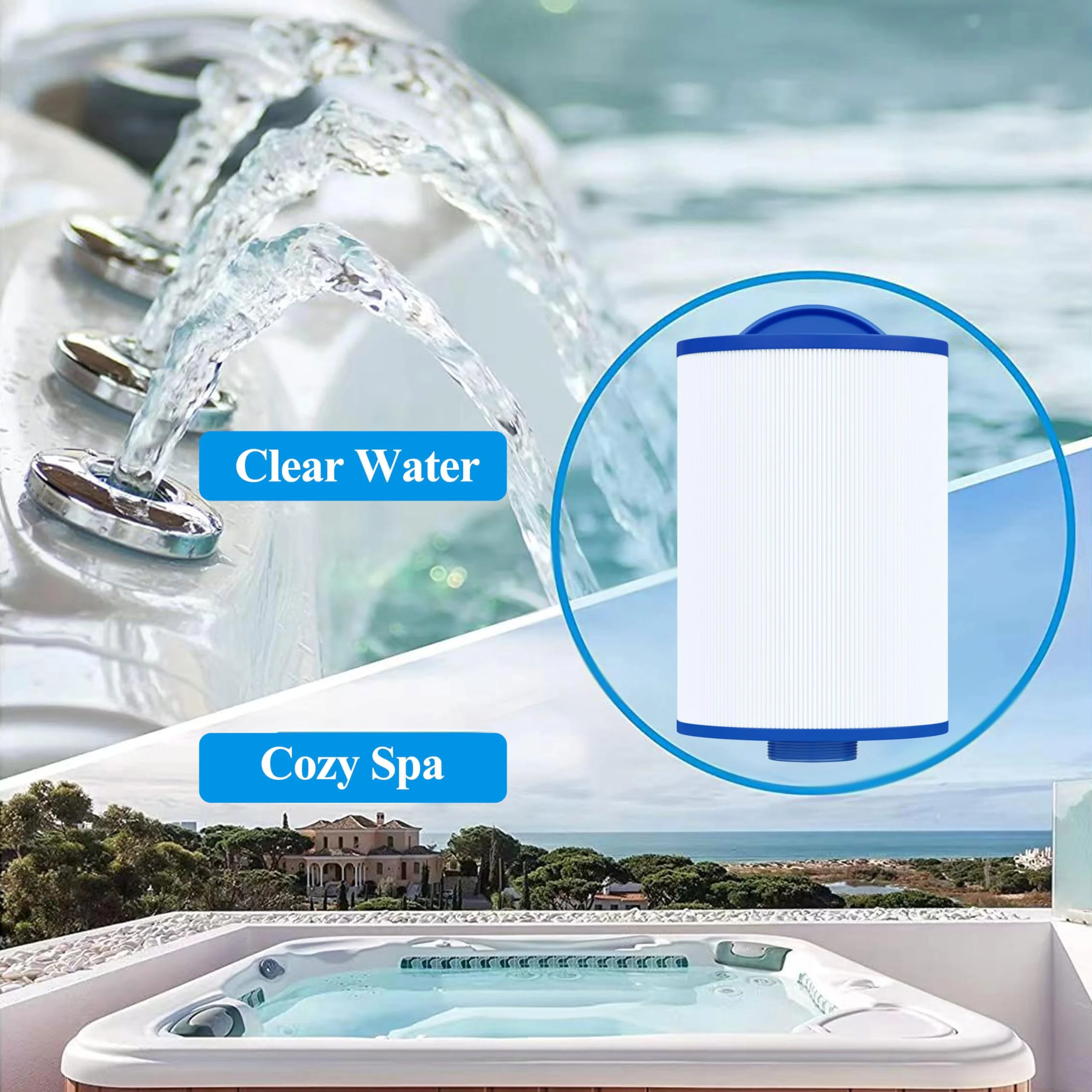 Cryspool® 06004 Filter Compatible with Artesian Spas 06-0014-12, PMA-R1/x268546 with Closed Handle(Not be Removed), 6CH-352, FC-0318, PAS40-F2M, 06-0055-12, 35 Sq. Ft Spa Filter Cartridge, 2 Pack - Image 2