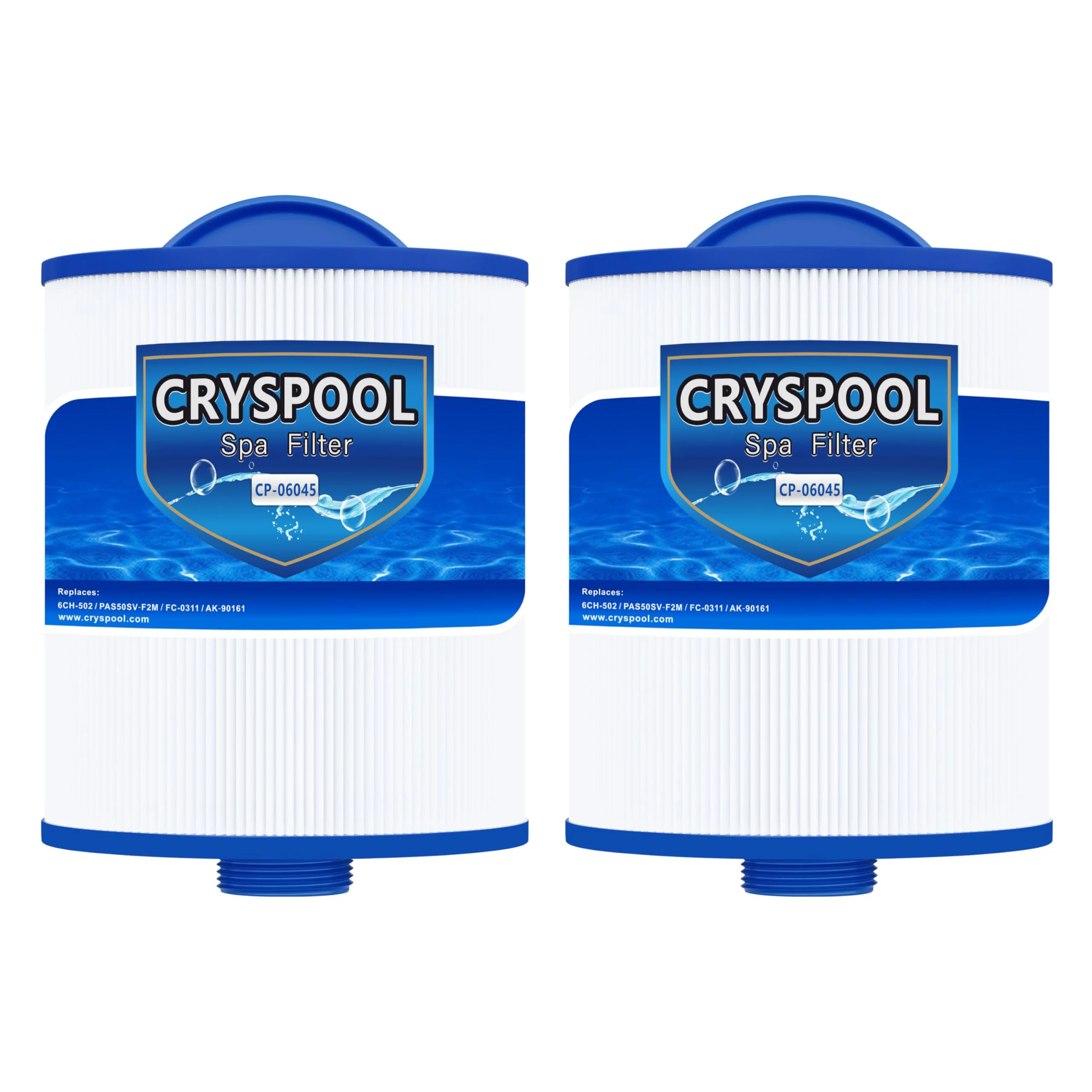 Cryspool® 06045 Filter Compatible with Artesian Spas, Tidal Fit Swim 06-0006-12, 06-0005-12, 6CH-502, PAS50SV-F2M, FC-0311, 50 Sq. Ft Spa Filter Cartridge, 2 Pack
