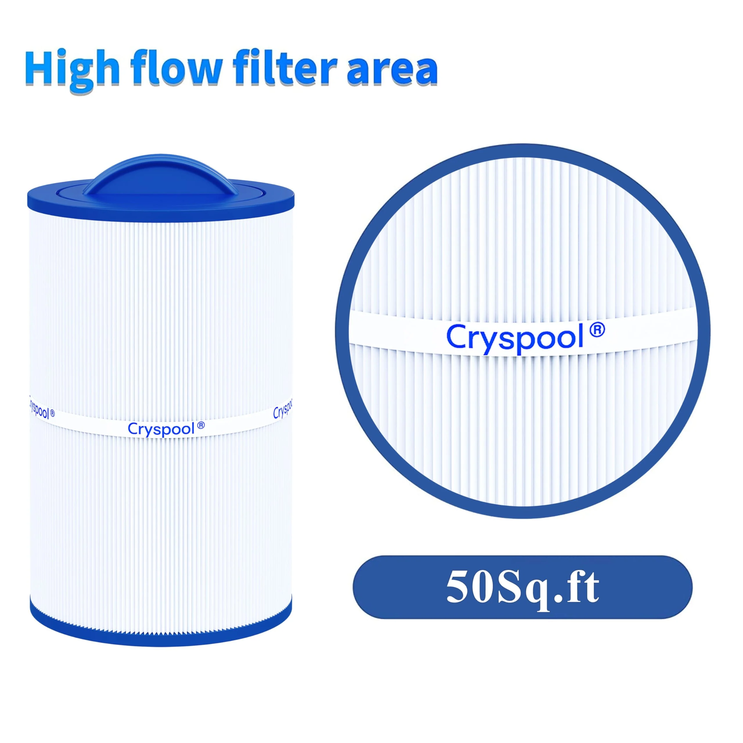 Cryspool® 07022 Filter Compatible with Caldera 50, Caldera Spas, C-7350, 1019401, 73532, PCD50N, FC-3963, 50 Sq. Ft Spa Filter Cartridge, 1 Pack - Image 3