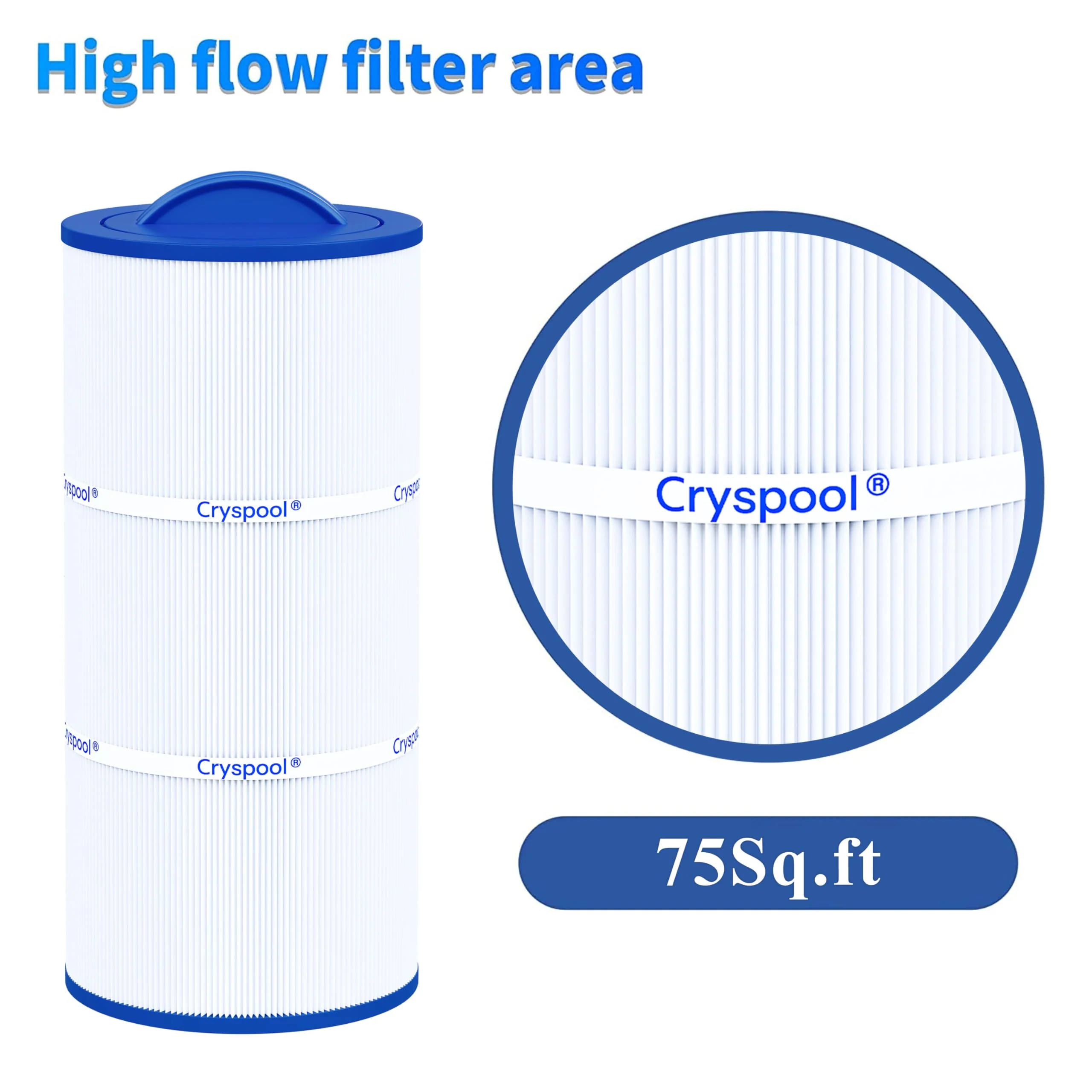 Cryspool® 07043 Filter Compatible with Caldera 75, C-7375, 1019301, 73531, PCD75N, FC-3964, 75 Sq. Ft Spa Filter Cartridge, 1 Pack - Image 3