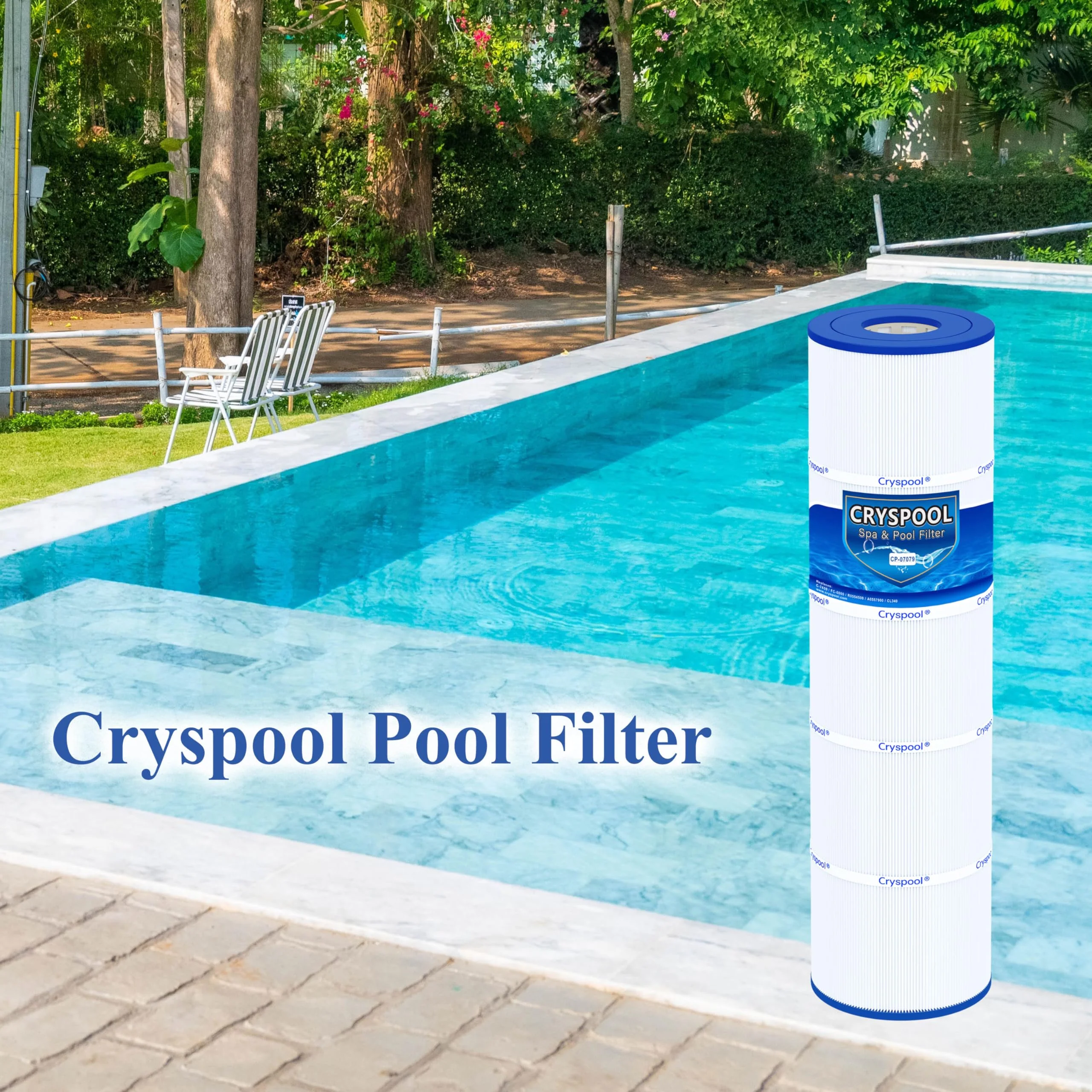 Cryspool® 07079 Filter Compatible with Jandy CL340, CV340, PJAN85, R0554500, C-7459, FC-0800, A0557900, 4×85 Sq. Ft Pool Filter Cartridge, 4 Pack - Image 2