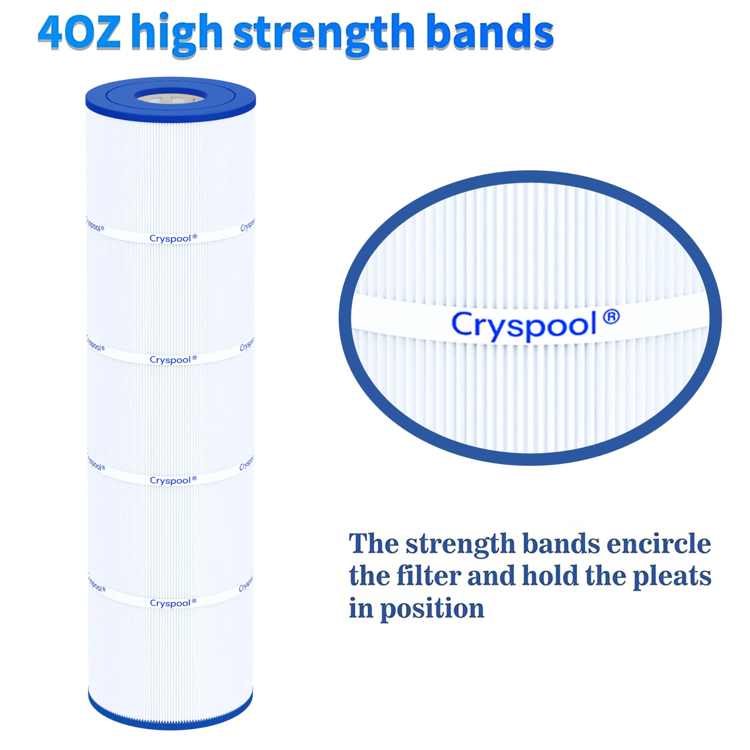 Cryspool® 07079 Filter Compatible with Jandy CL340, CV340, PJAN85, R0554500, C-7459, FC-0800, A0557900, 4×85 Sq. Ft Pool Filter Cartridge, 4 Pack - Image 4