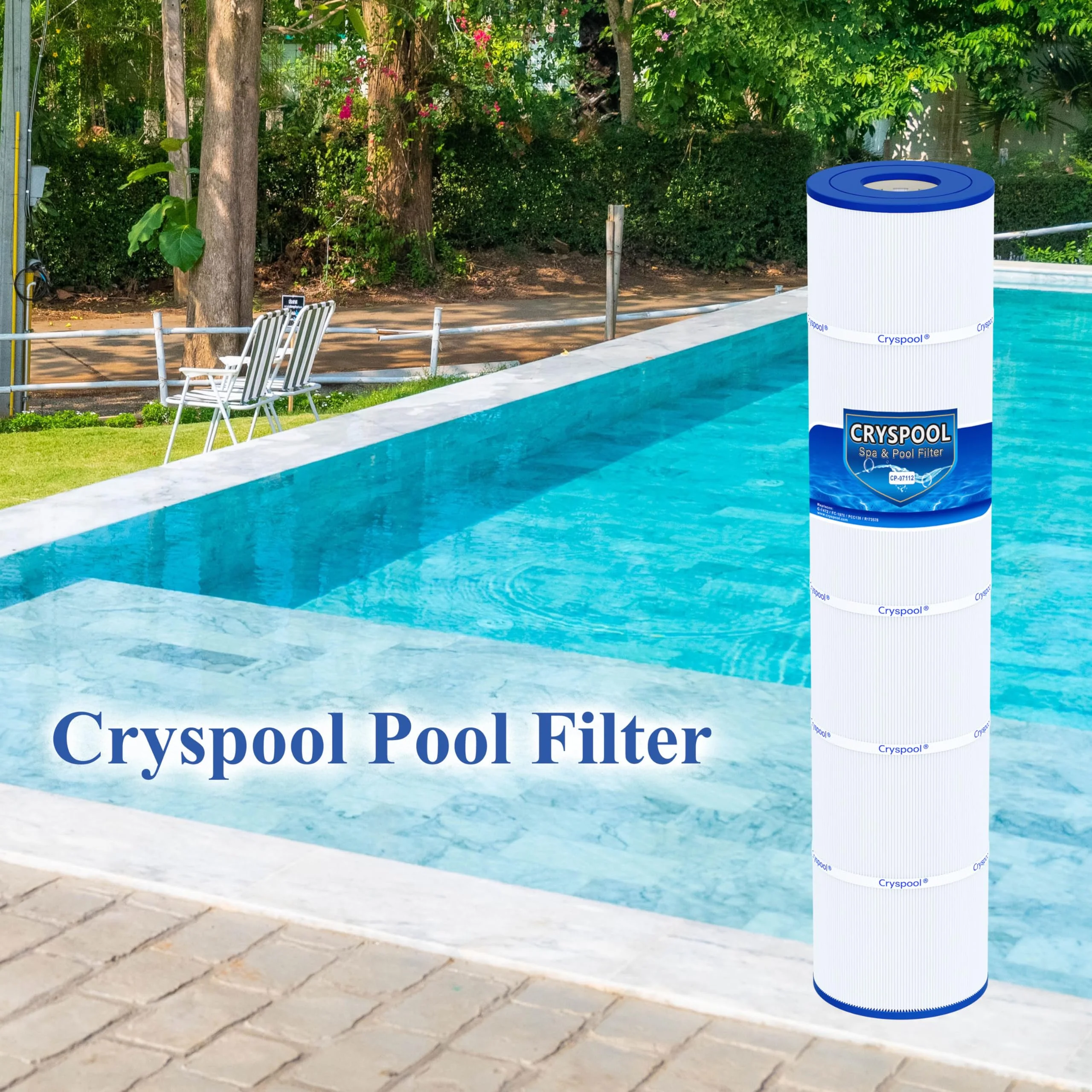 Cryspool® 07112 Filter Compatible with Clean and Clear Plus 520, CCP520, PCC130, R173578, 178585, 817-0143, C-7472, FC-1978, 4×130 Sq. Ft Pool Filter Cartridge, 4 Pack - Image 2