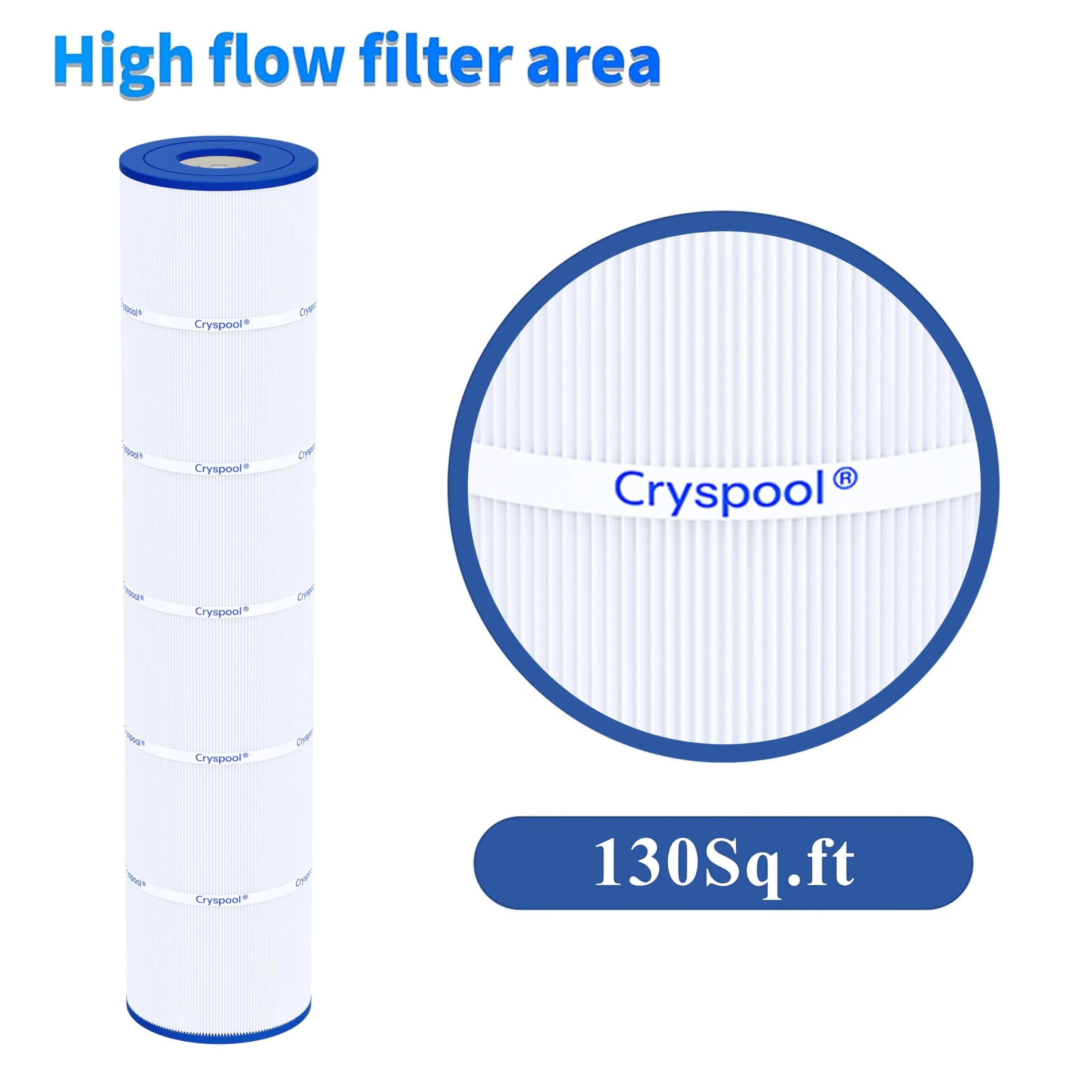 Cryspool® 07112 Filter Compatible with Clean and Clear Plus 520, CCP520, PCC130, R173578, 178585, 817-0143, C-7472, FC-1978, 4×130 Sq. Ft Pool Filter Cartridge, 4 Pack - Image 3