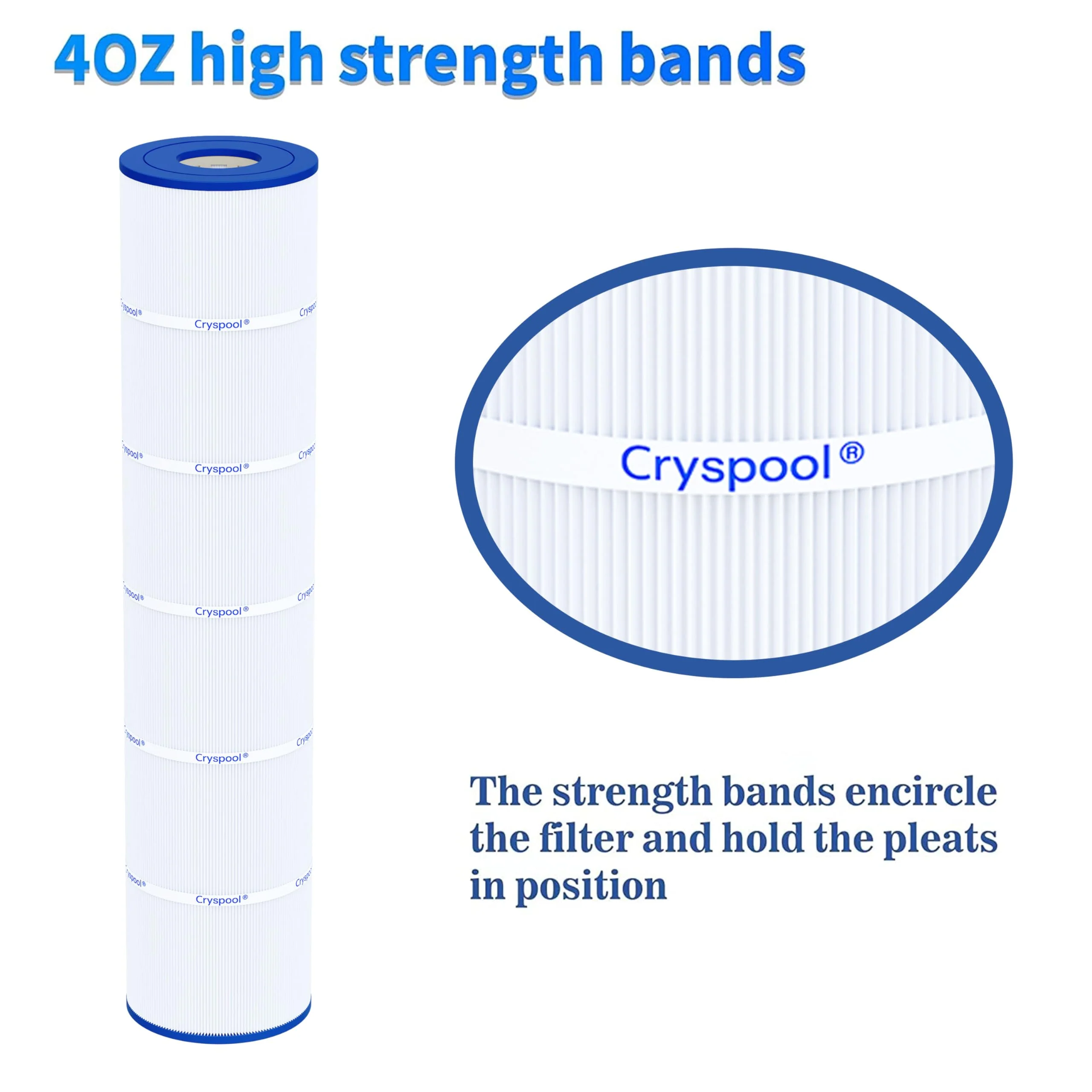 Cryspool® 07112 Filter Compatible with Clean and Clear Plus 520, CCP520, PCC130, R173578, 178585, 817-0143, C-7472, FC-1978, 4×130 Sq. Ft Pool Filter Cartridge, 4 Pack - Image 4