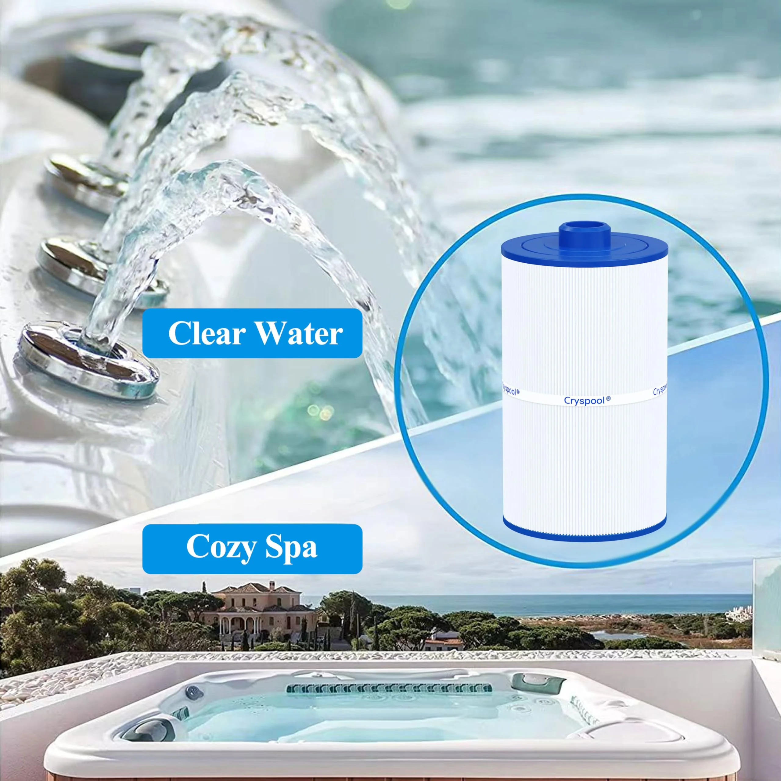 Cryspool® 08008 Filter Compatible with PCS75N, Maax Spas, 100594, C-8475, FC-3320, 75 Sq. Ft Spa Filter Cartridge, 1 Pack - Image 2