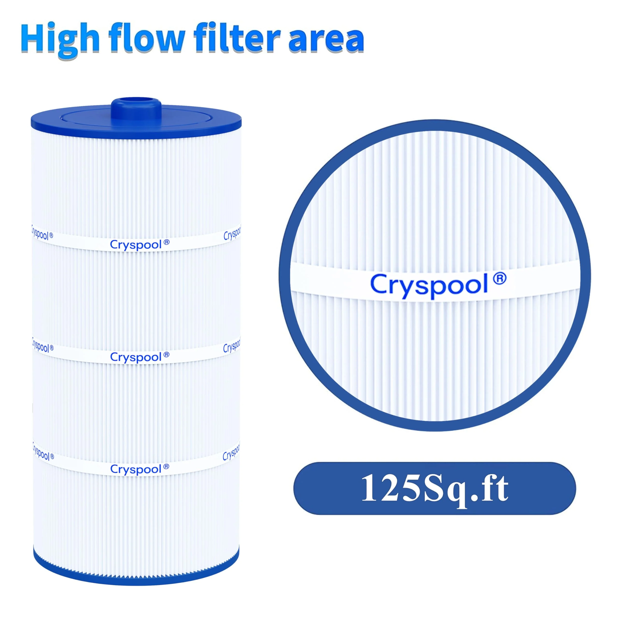Cryspool® 08017 Filter Compatible with 6540-488, Sundance Double End 120, PSD125-2000, C-8326, FC-2780, Magnum SU125, 125 Sq. Ft Spa Filter Cartridge, 1 Pack - Image 2