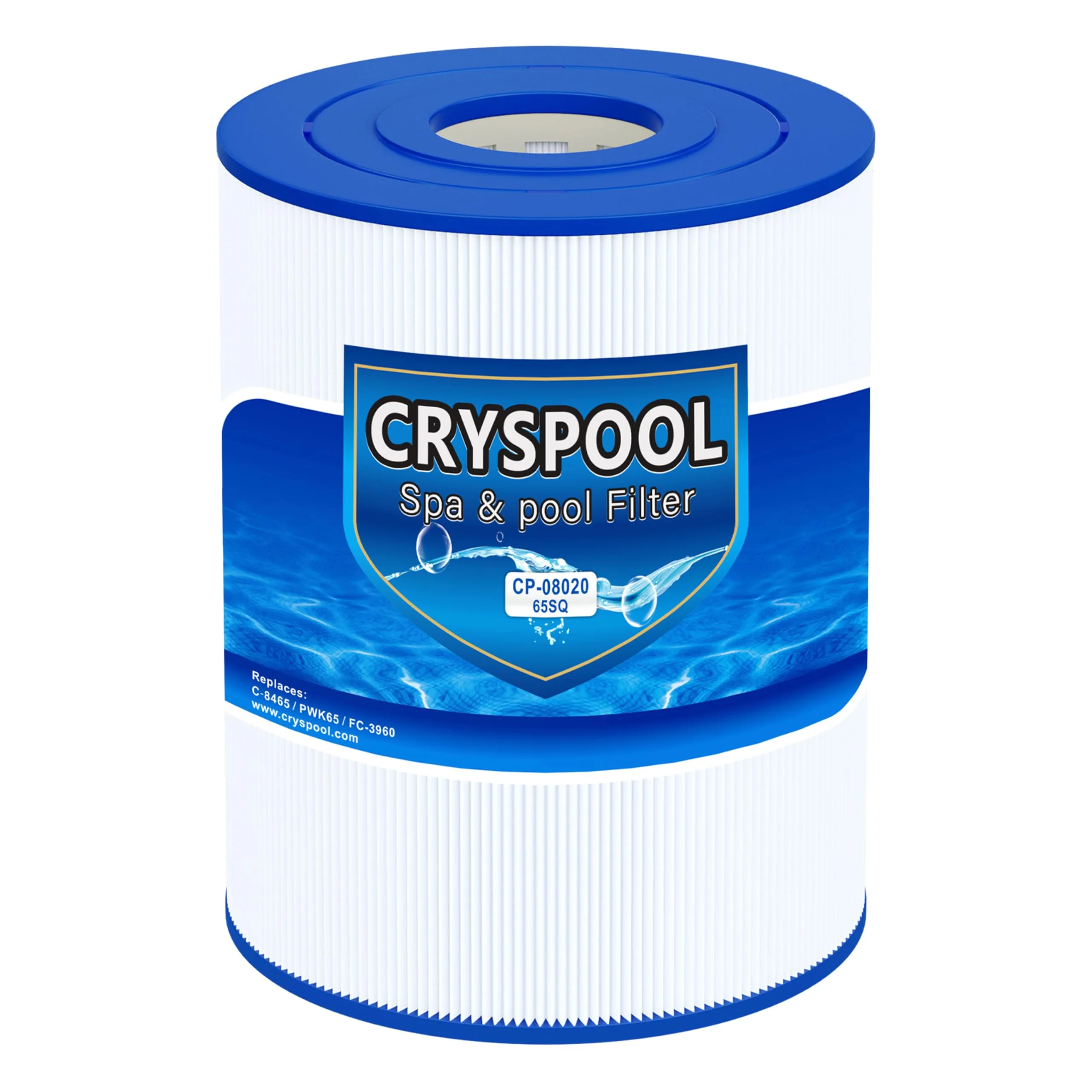 Cryspool® 08020 Filter Compatible with Watkins 31114, Hot Spot Spa Filter, C-8465, FC-3960, 71827, 71828, Watkins 65 Sq. Ft Spa Filter Cartridge, 1 Pack