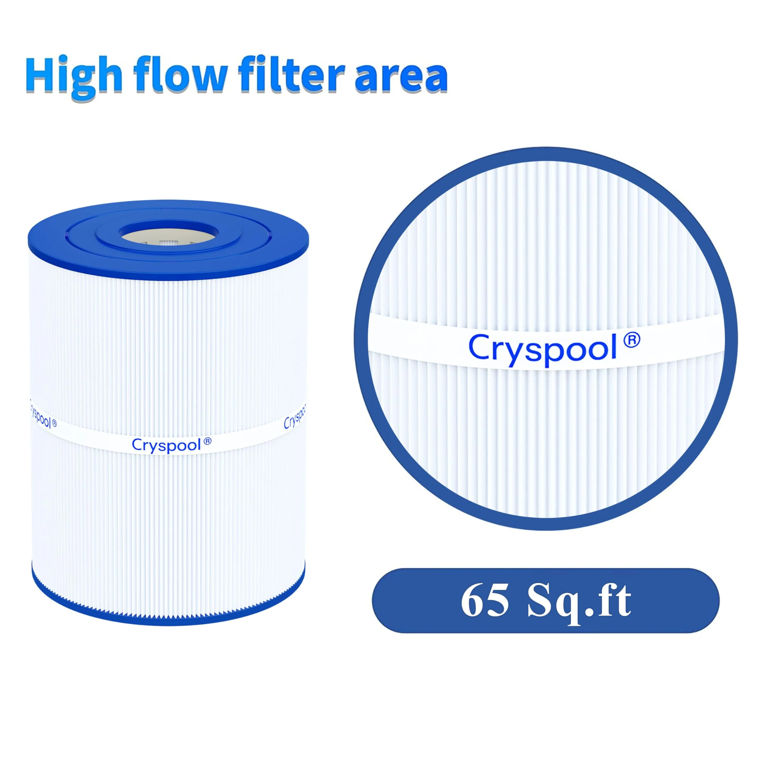 Cryspool® 08020 Filter Compatible with Watkins 31114, Hot Spot Spa Filter, C-8465, FC-3960, 71827, 71828, Watkins 65 Sq. Ft Spa Filter Cartridge, 1 Pack - Image 3