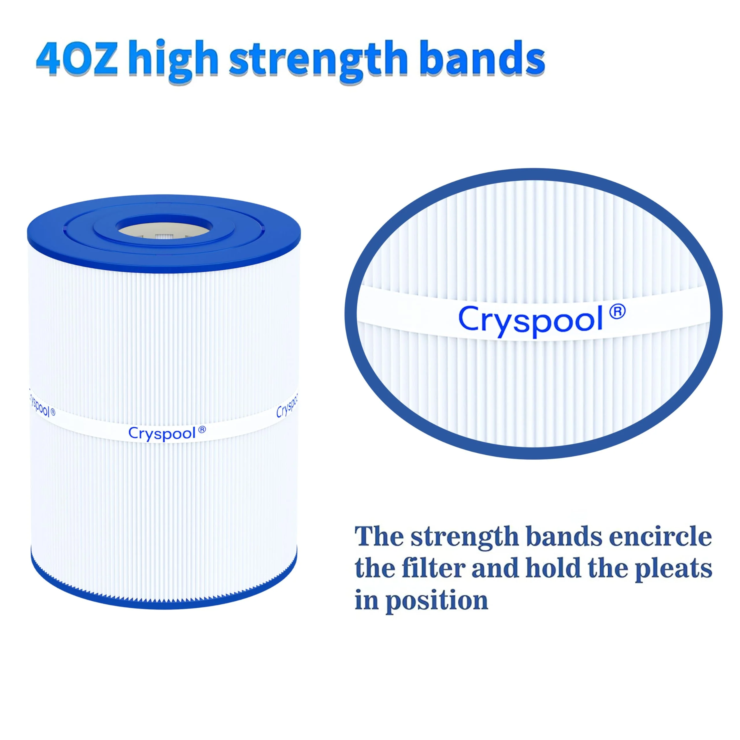 Cryspool® 08020 Filter Compatible with Watkins 31114, Hot Spot Spa Filter, C-8465, FC-3960, 71827, 71828, Watkins 65 Sq. Ft Spa Filter Cartridge, 1 Pack - Image 4