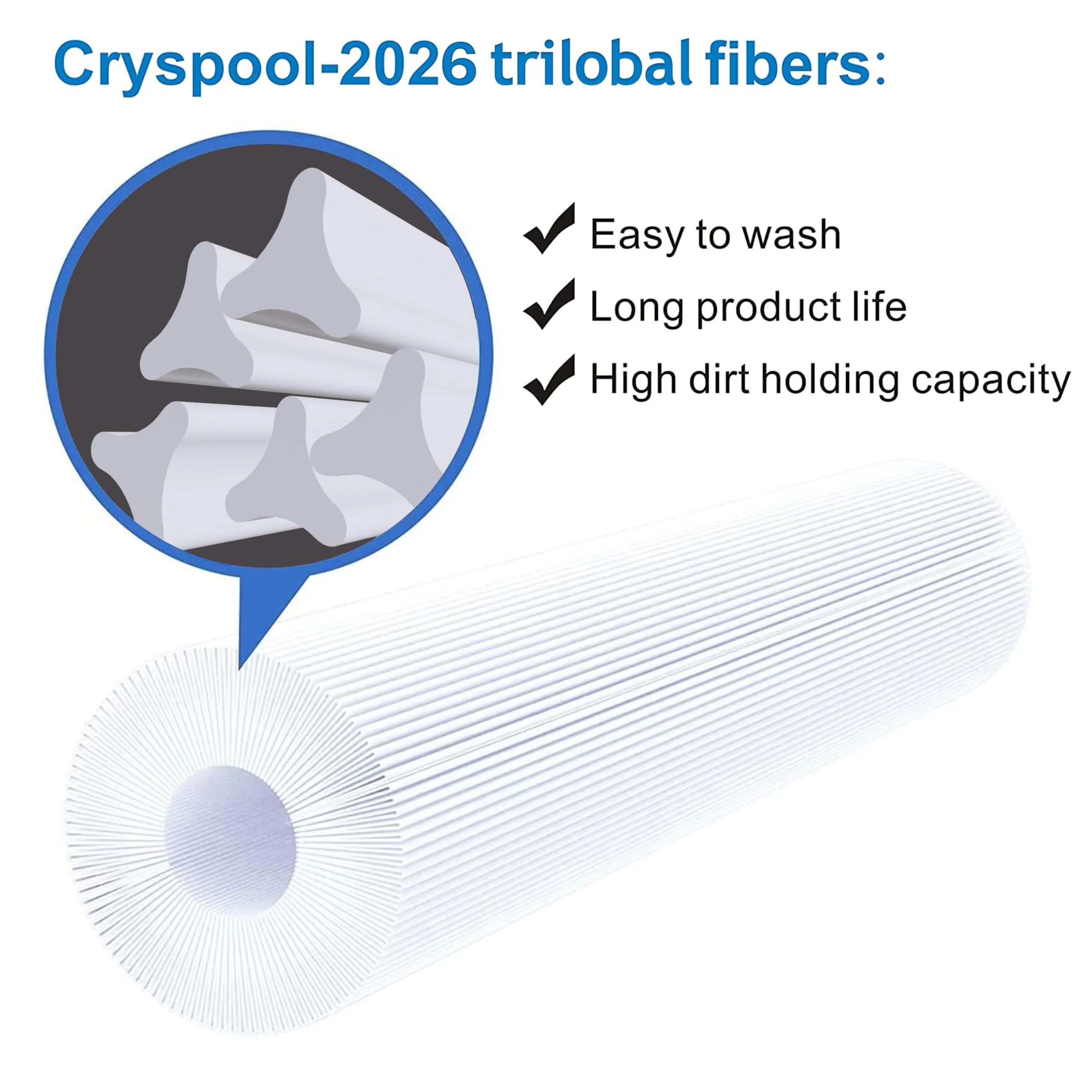 Cryspool® 08050 Filter Compatible with Hayward CCX1500RE(CC 1500 E), X-Stream 150, PXST150, 817-0150n, C-8316, FC-1286, 150 Sq. Ft Pool Filter Cartridge, 1 Pack - Image 7
