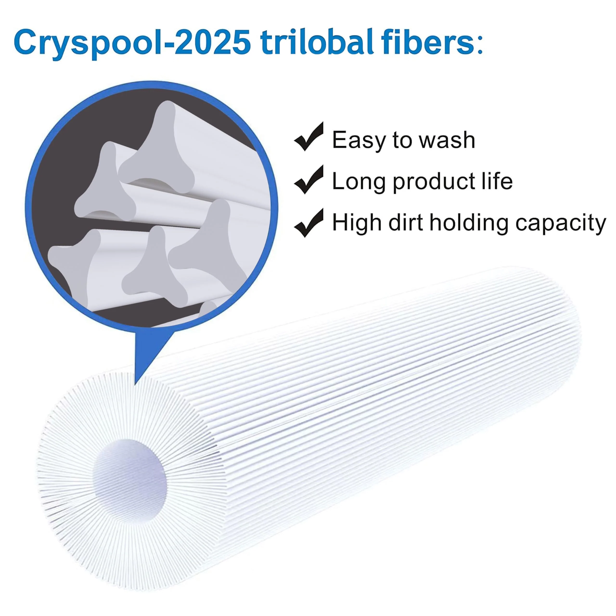 Cryspool® 08055 Filter Compatible with C1200, CX1200RE, Clearwater II 125, PA120, C-8412, FC-1293, 817-0125N, 120 Sq. Ft Pool Filter Cartridge, 2 Pack - Image 8