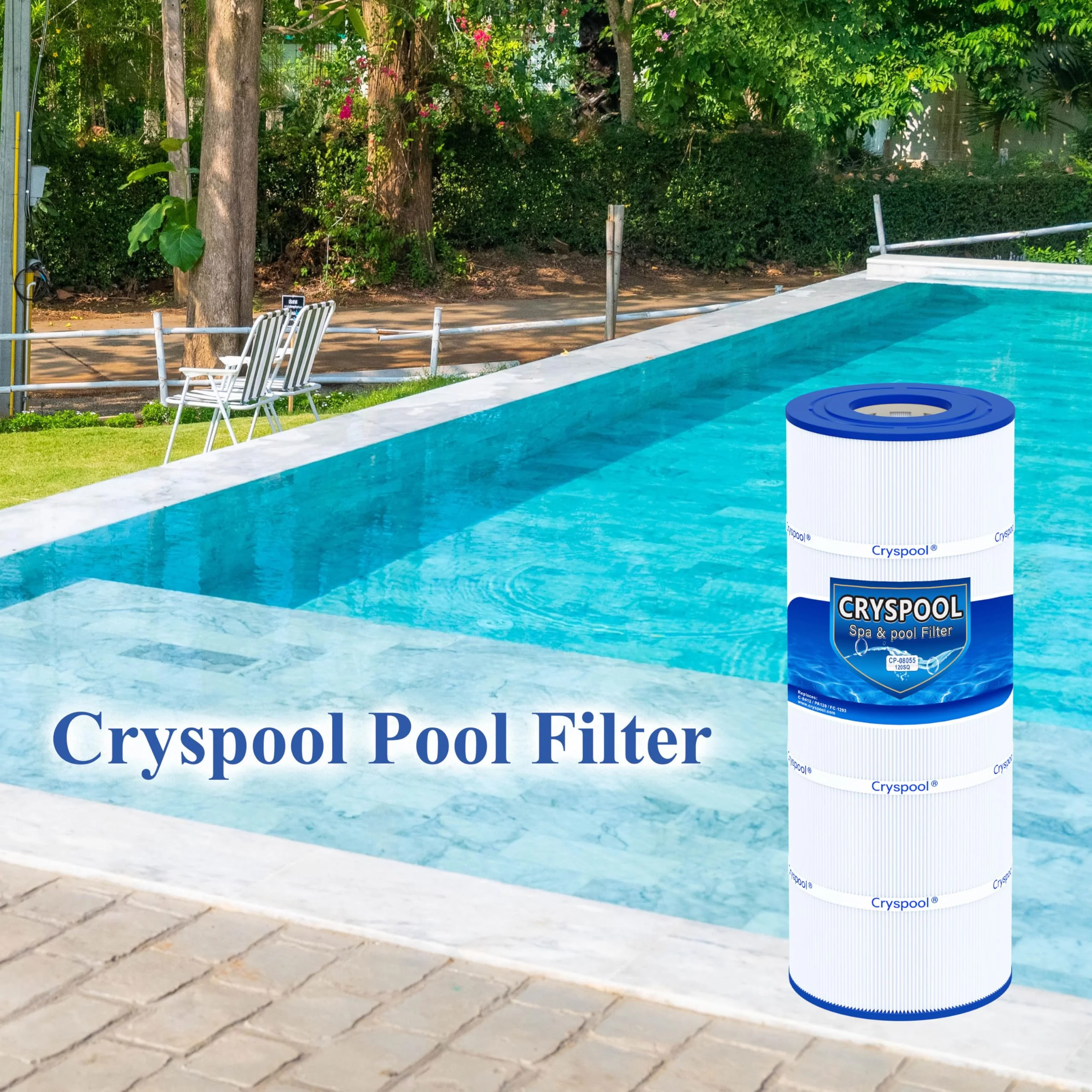 Cryspool® 08055 Filter Compatible with Hayward C1200, CX1200RE, PA120, C-8412, Ultra-B2, FC-1293, Clearwater II 125, 817-0125N, 120 Sq. Ft Pool Filter Cartridge, 1 Pack - Image 2