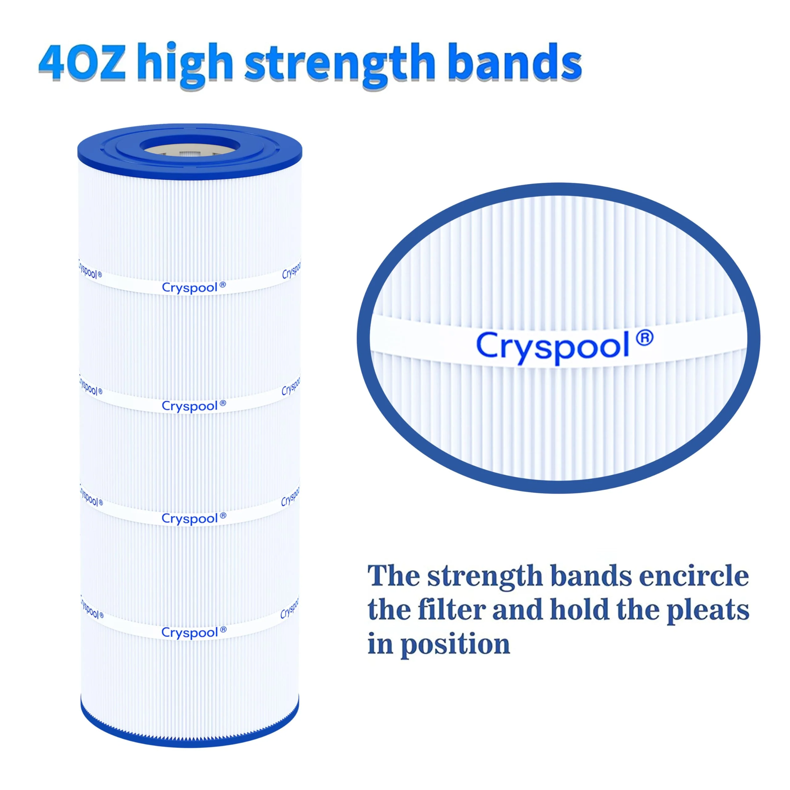Cryspool® 08055 Filter Compatible with Hayward C1200, CX1200RE, PA120, C-8412, Ultra-B2, FC-1293, Clearwater II 125, 817-0125N, 120 Sq. Ft Pool Filter Cartridge, 1 Pack - Image 4